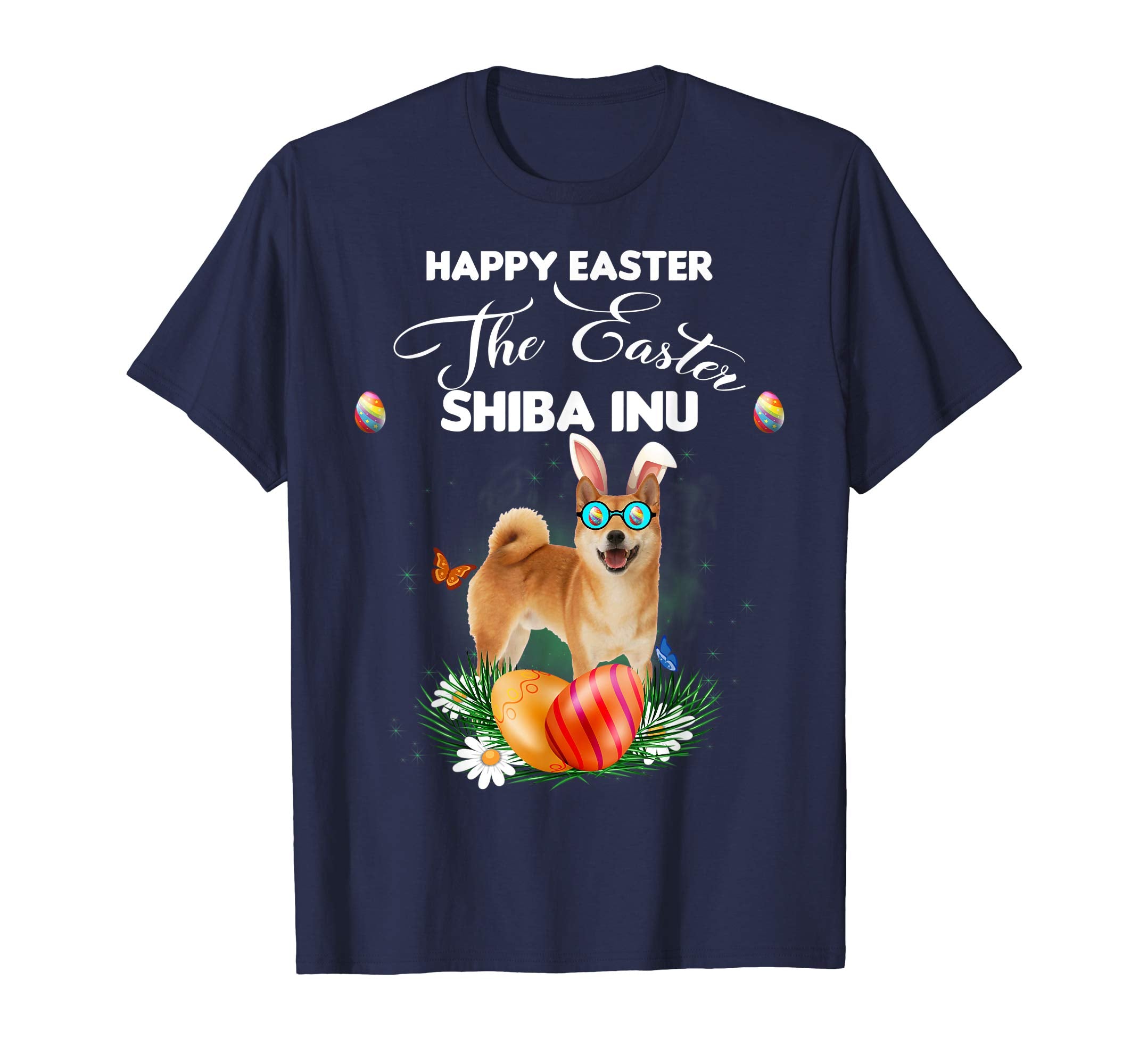 Shiba Inu Dog Sunglass Bunny Happy Easter Day Tshirt