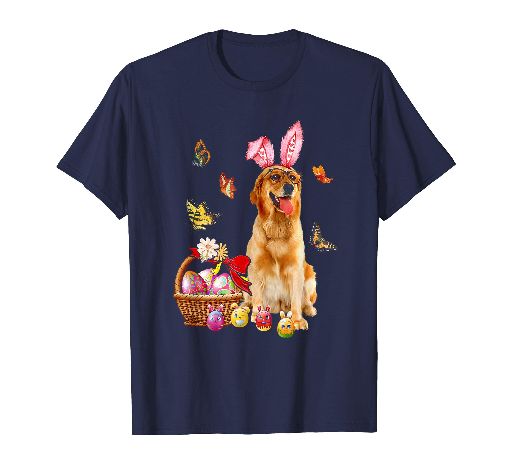 Golden Retriever Bunny Hat Rabbit Easter Eggs Shirt