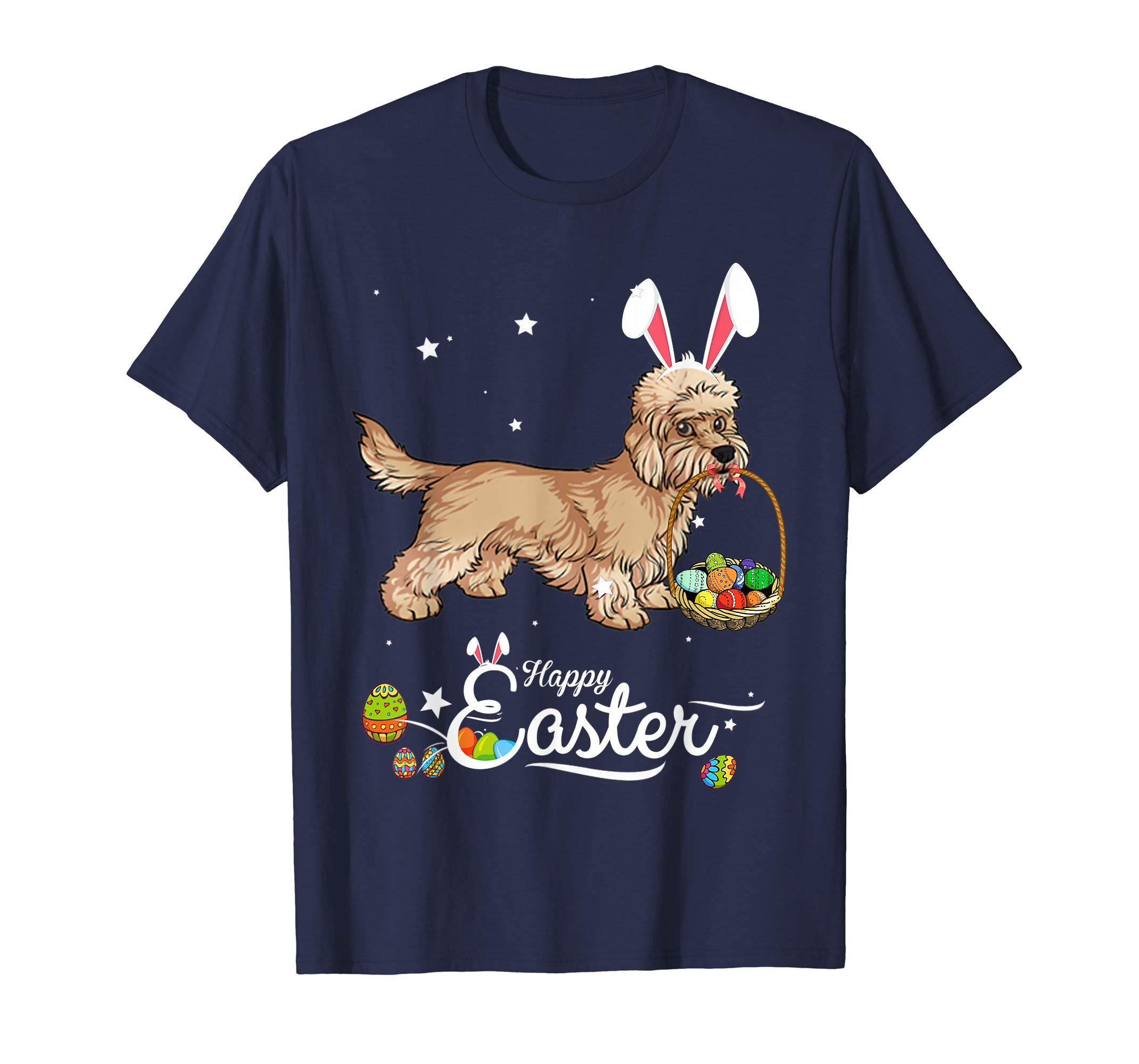 Dandi Dinmont Dog With Bunny Hat Easter Costume T Shirt