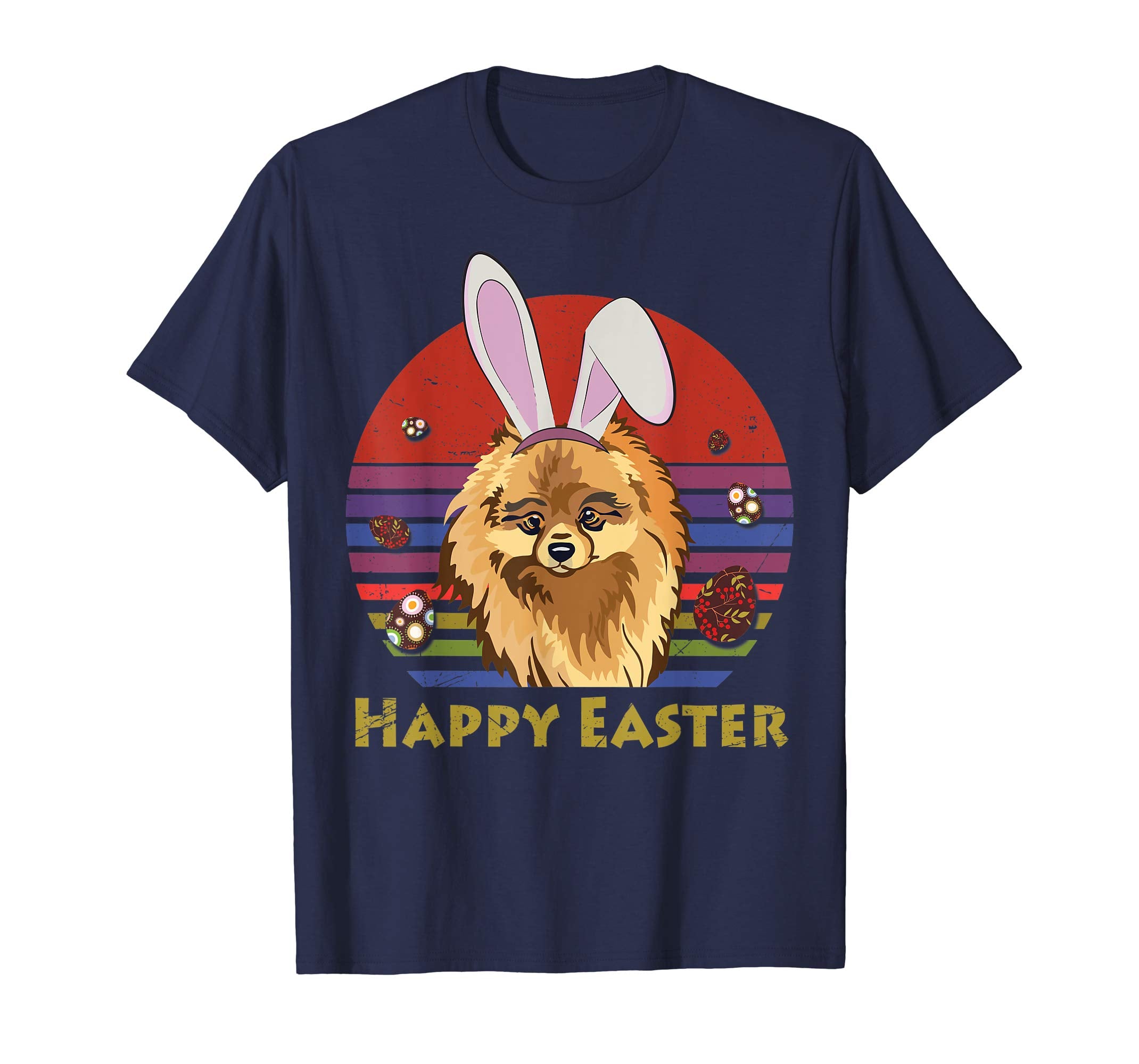 Pomeranian With Bunny Headband Happy Easter Tshirt Gifts