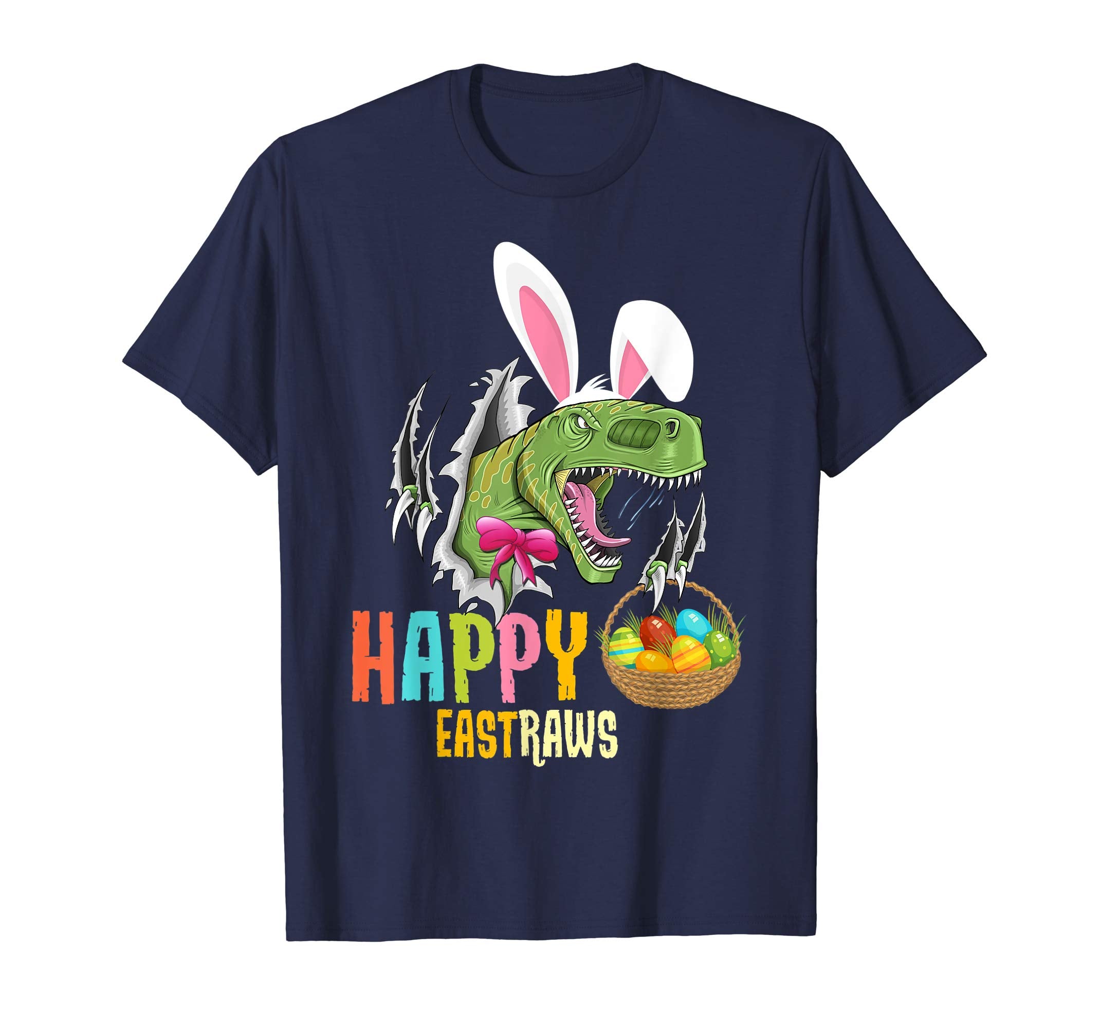Happy Eastrawr T Rex Dinosaur Easter Bunny Egg Shirt Kids
