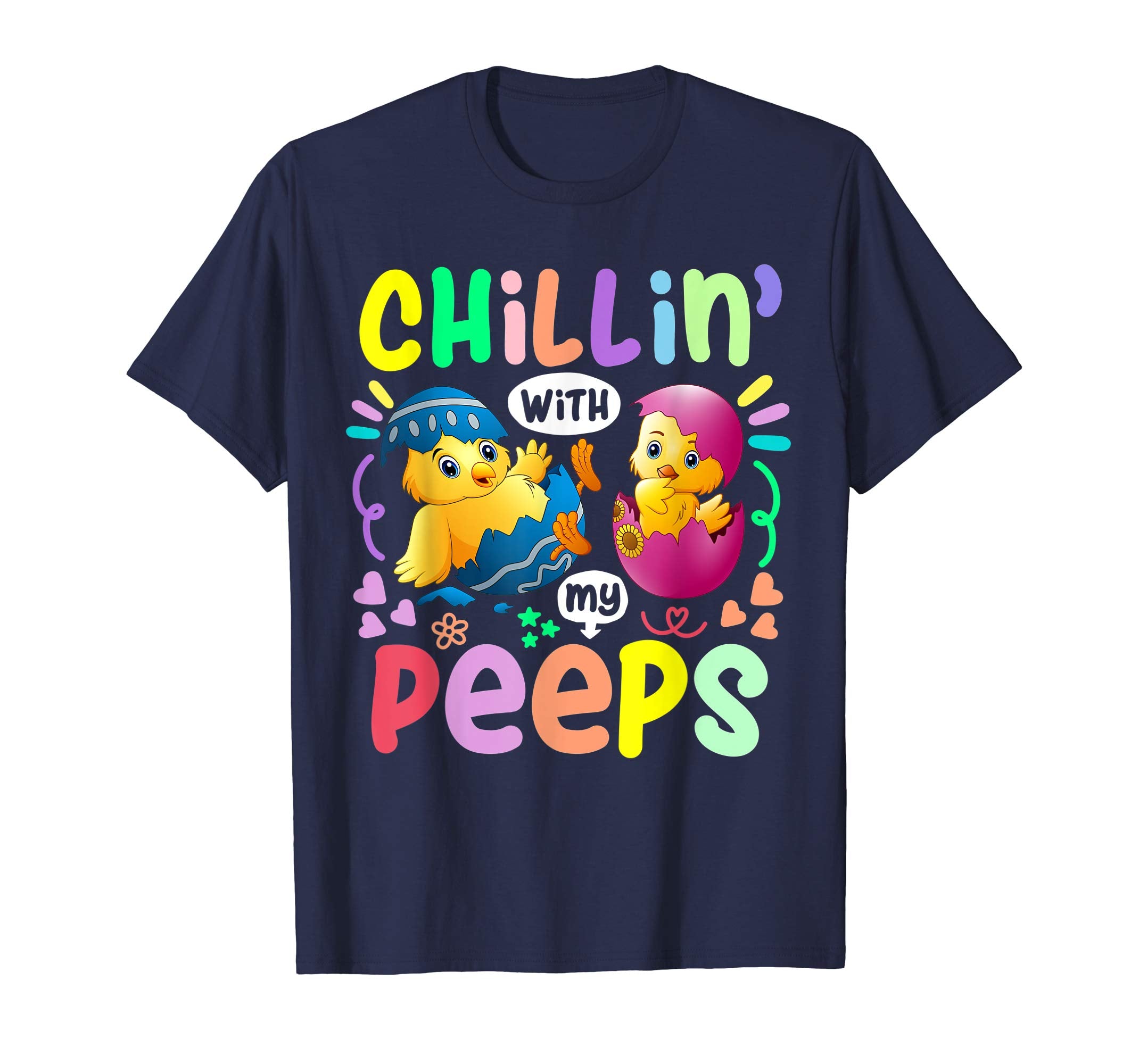 Chillin With My Peeps Happy Easter Kids Boys Girls T Shirt