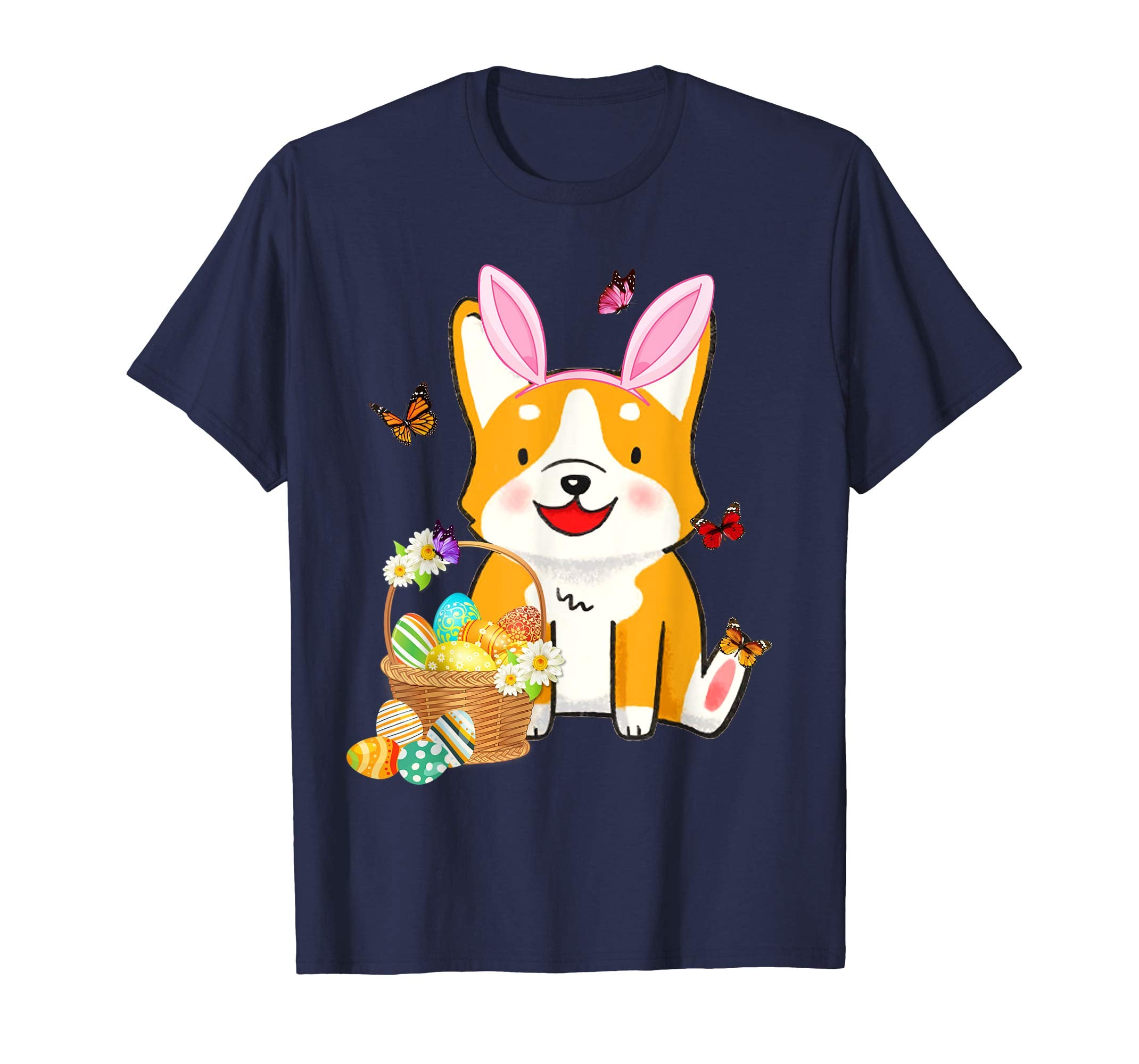 Corgi Bunny Hat Rabbit Easter Eggs Shirt Happy Ea