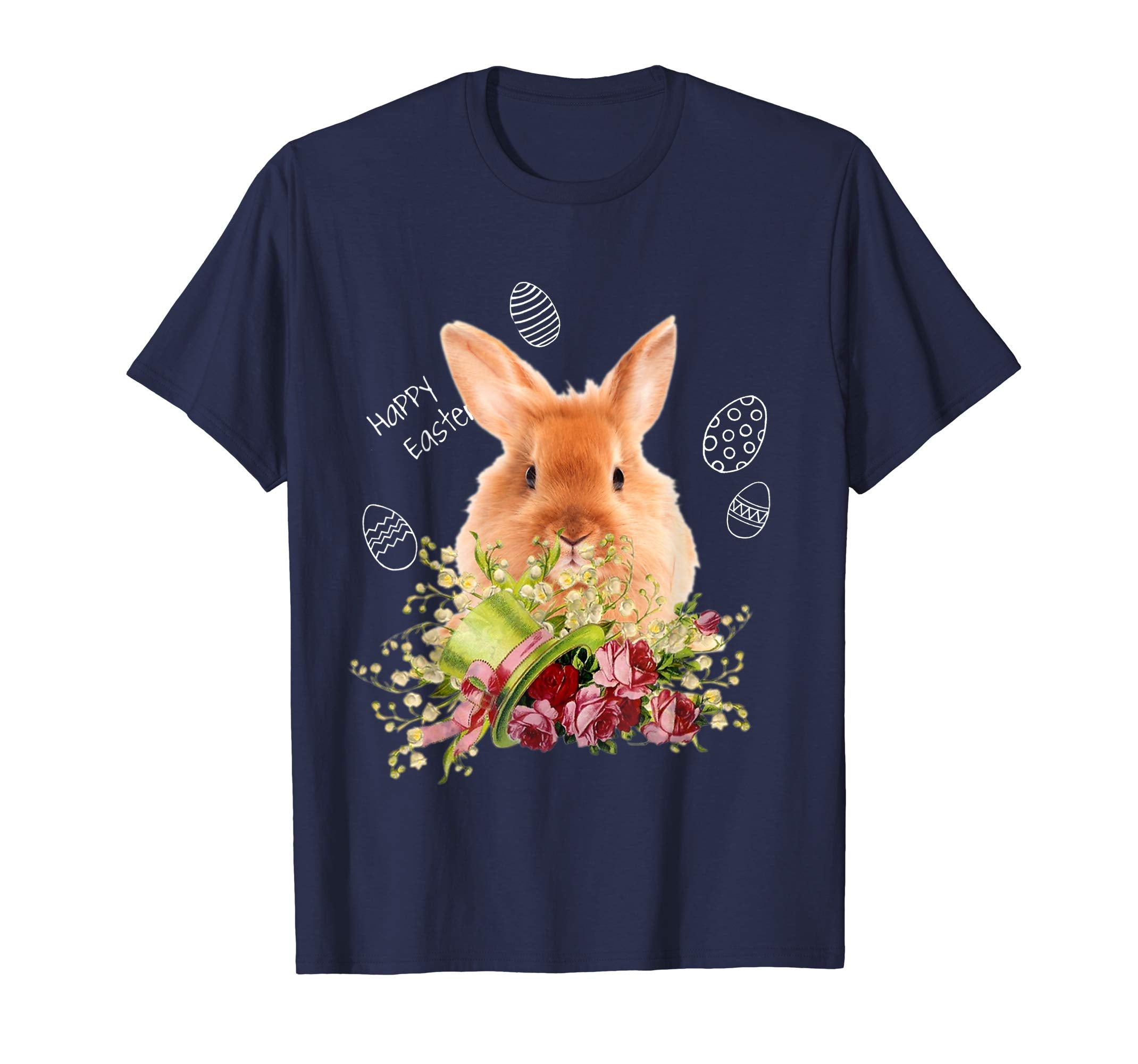 Easter Real Bunny And Flowers Graphic T-Shirt