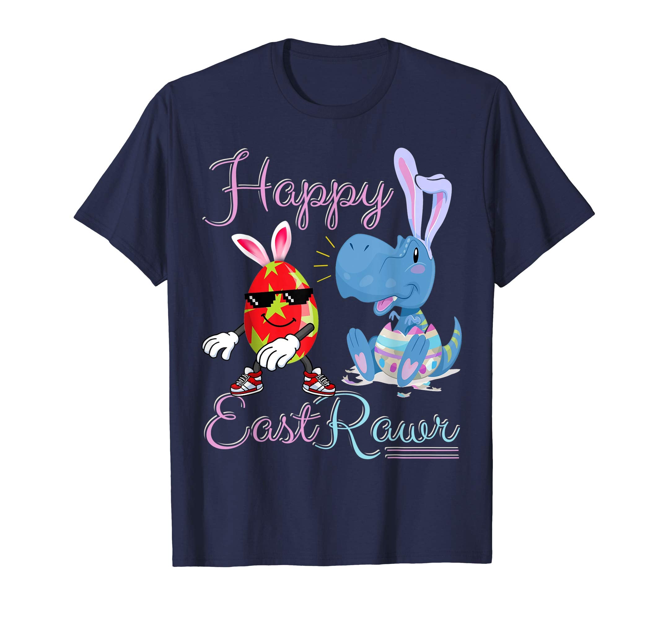 Dabbing Emoji Egg With Dinosaur Bunny Happy Easter T Shirt