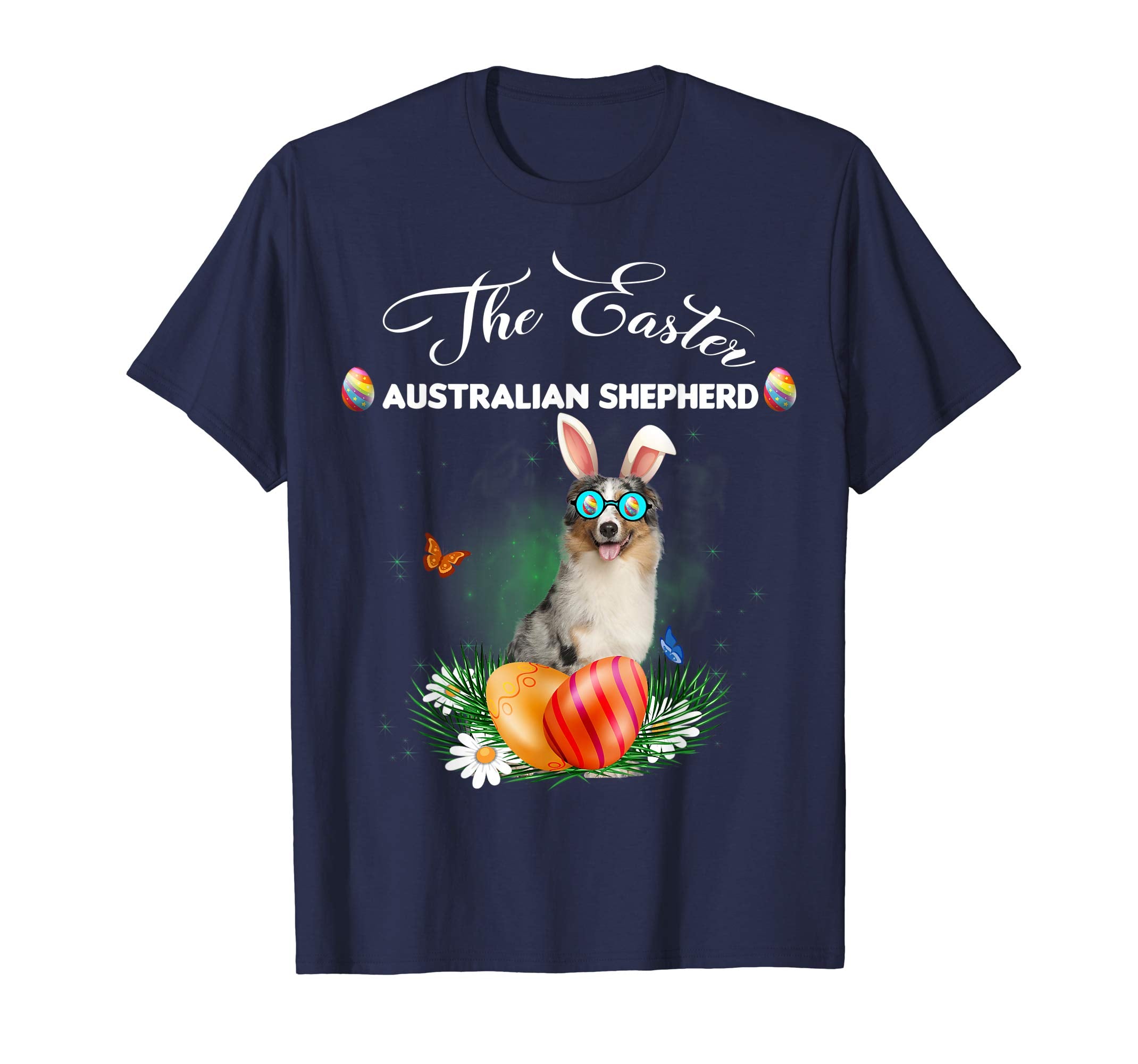 Australian Shepherd Bunny Easter Day Dog Gifts T-Shirt