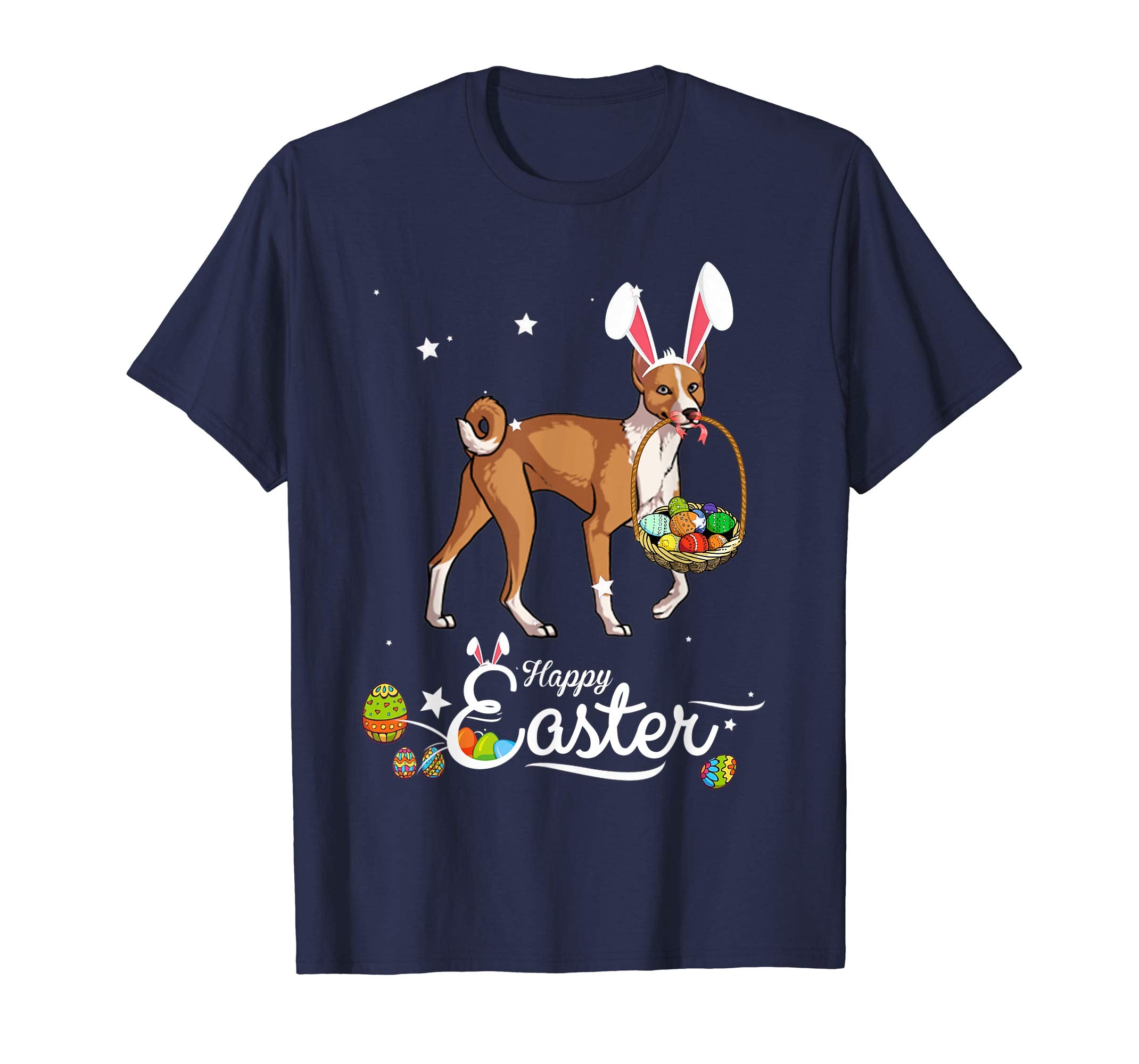 Basenji Dog With Bunny Hat Easter Costume T Shirt