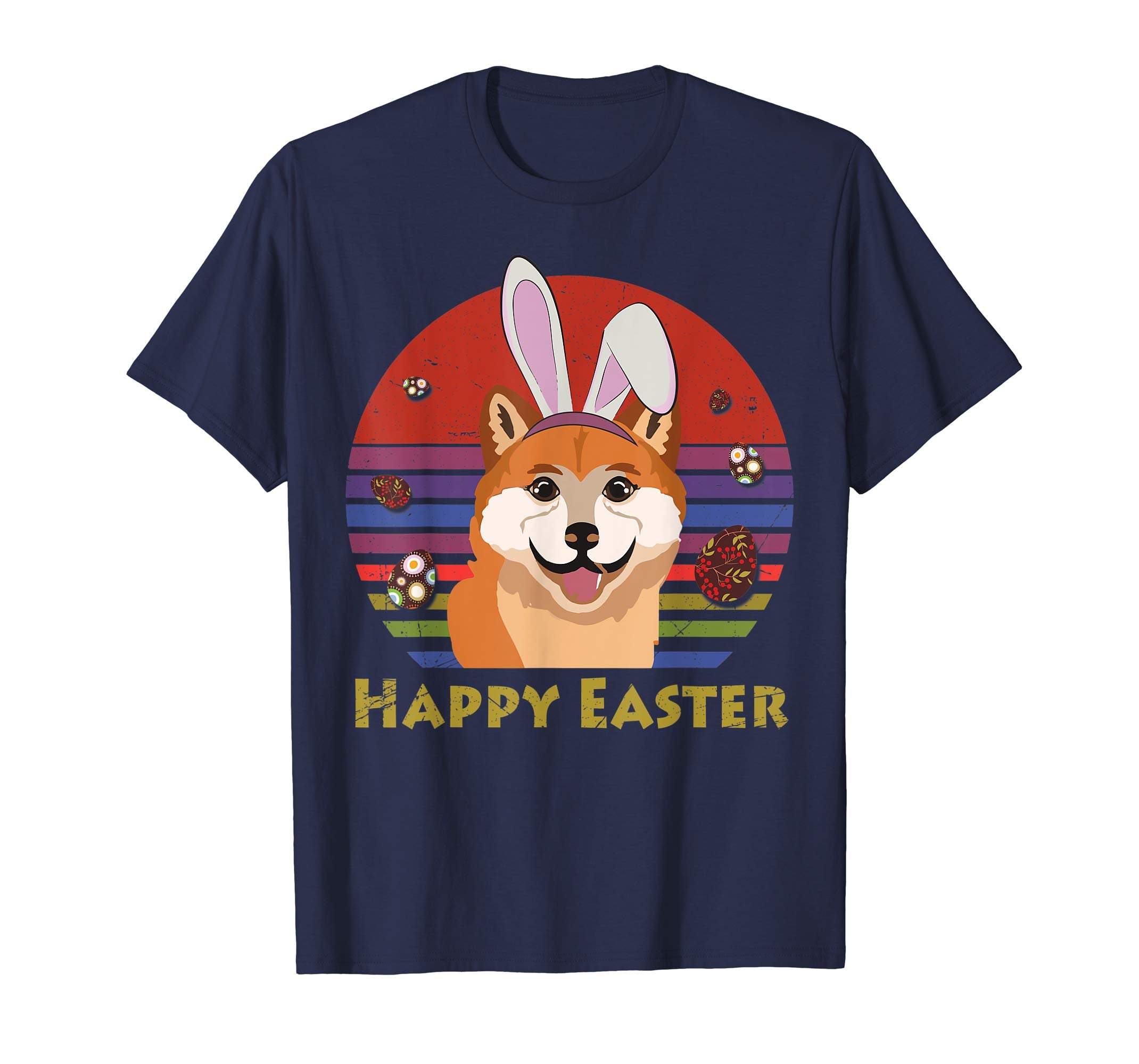 Shiba Inu With Bunny Headband Happy Easter Tshirt Gifts