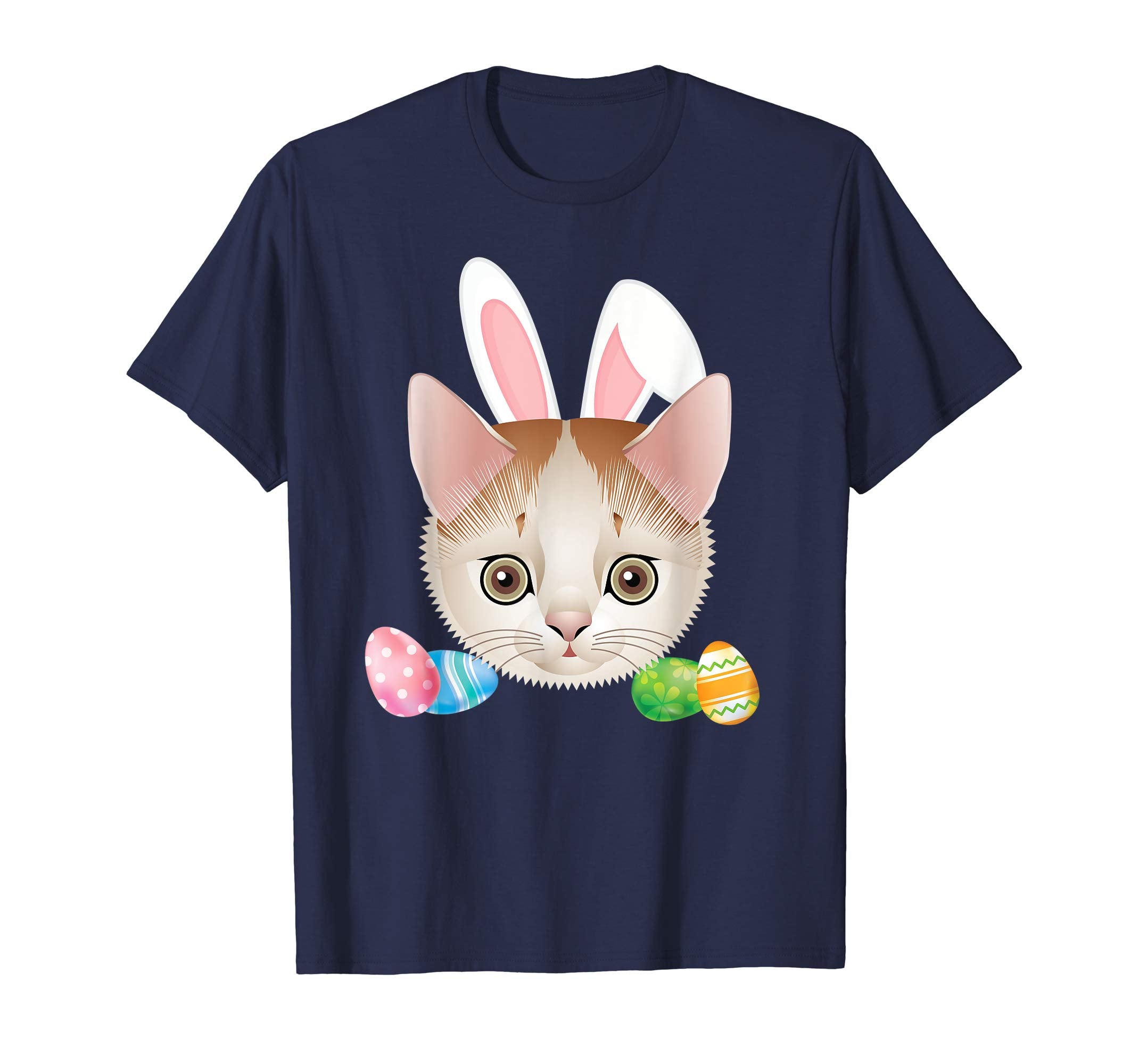 Cute Bunny Cat Face Easter Day Kitten Lovers T-Shirt Egg