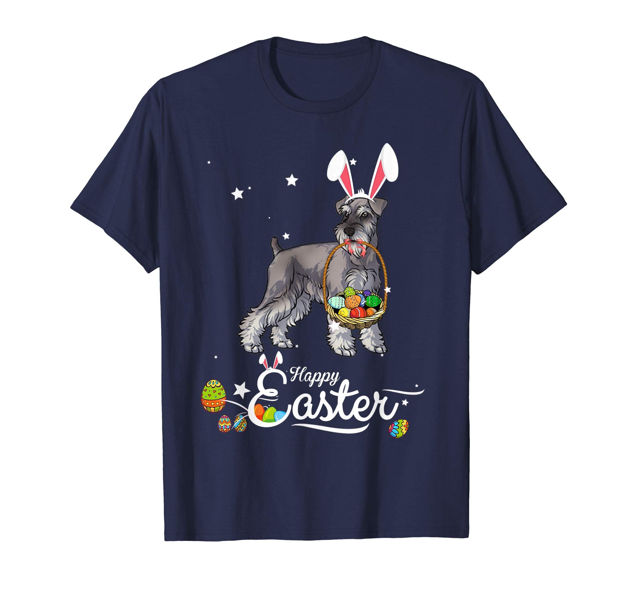 Miniature Schnauzer Dog With Bunny Hat Easter Costume Shirt