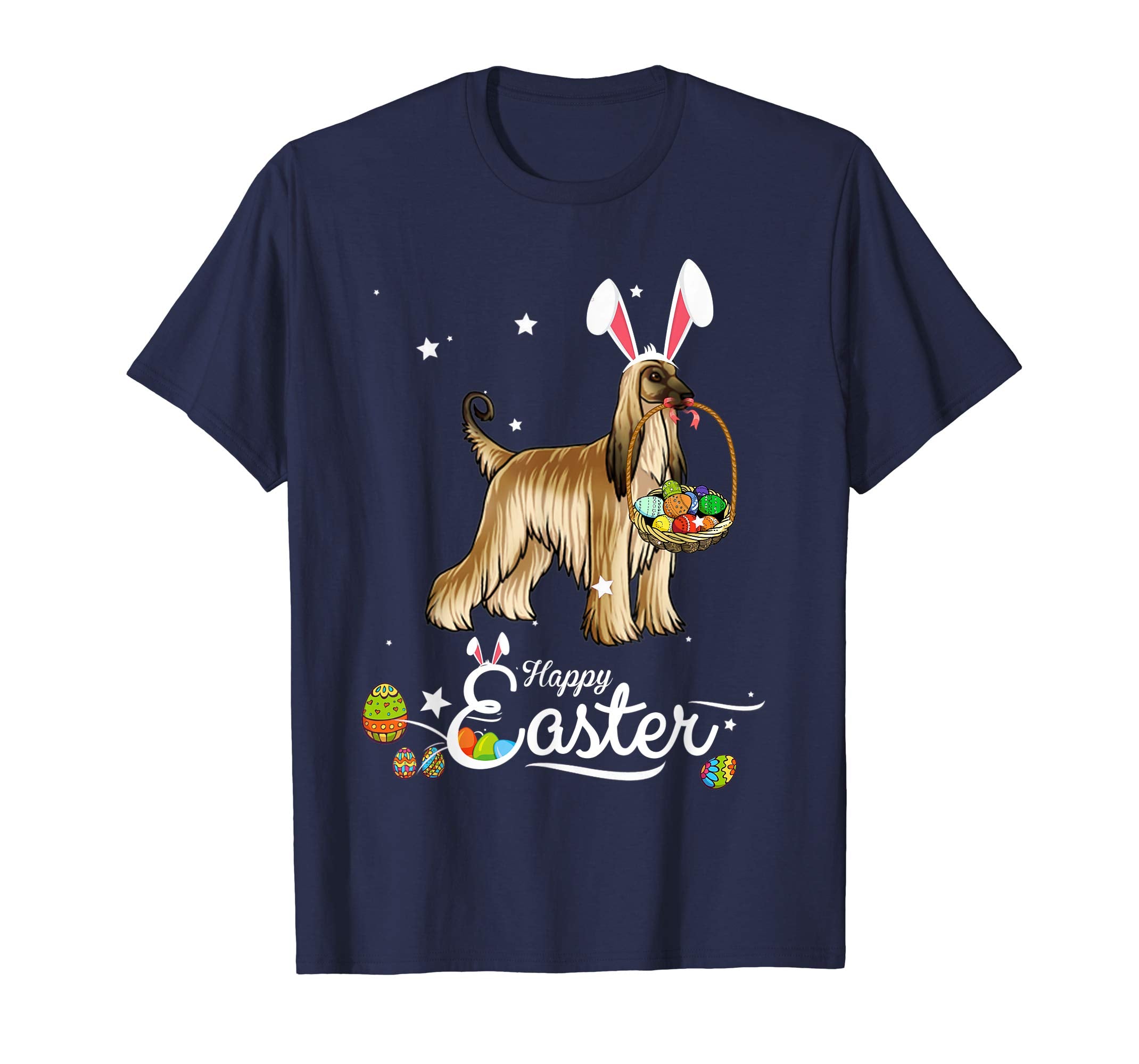 Afghan Hound Dog With Bunny Hat Easter Costume T Shirt