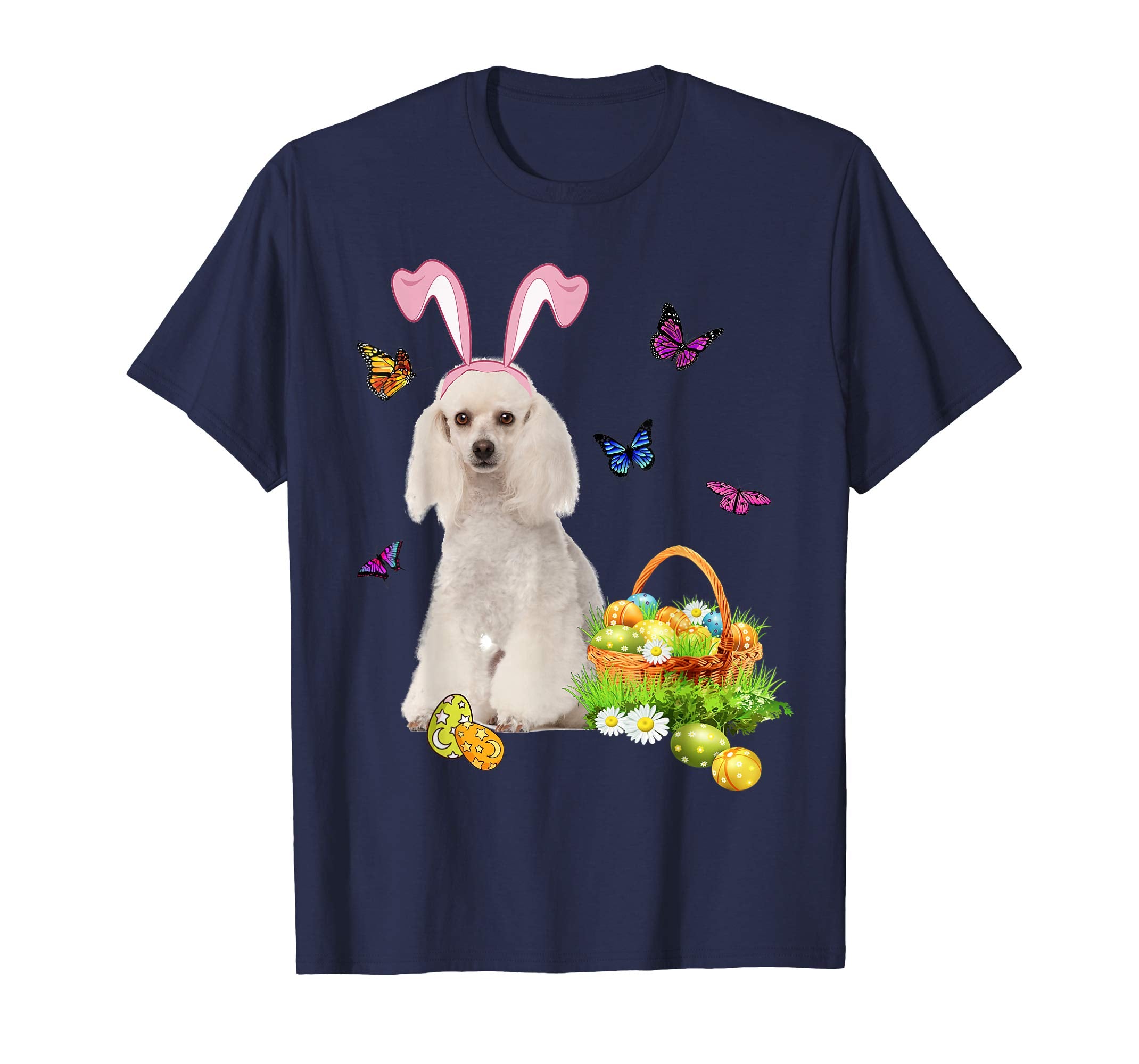 Poodle Bunny Hat Rabbit Easter Eggs T-Shirt