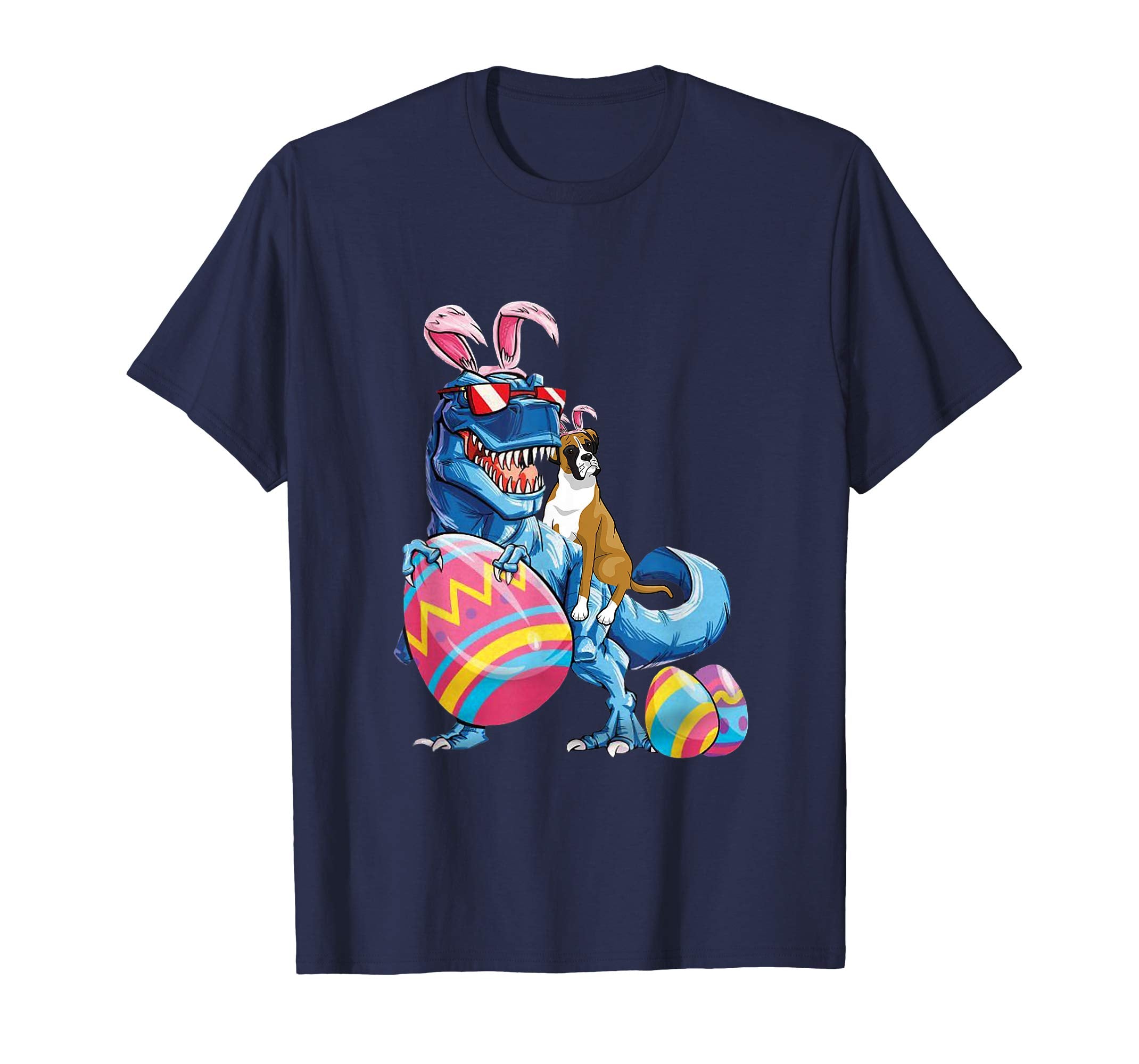 Boxer Easter Riding Dinousaus Easter Bunny Lover Gift Shirt