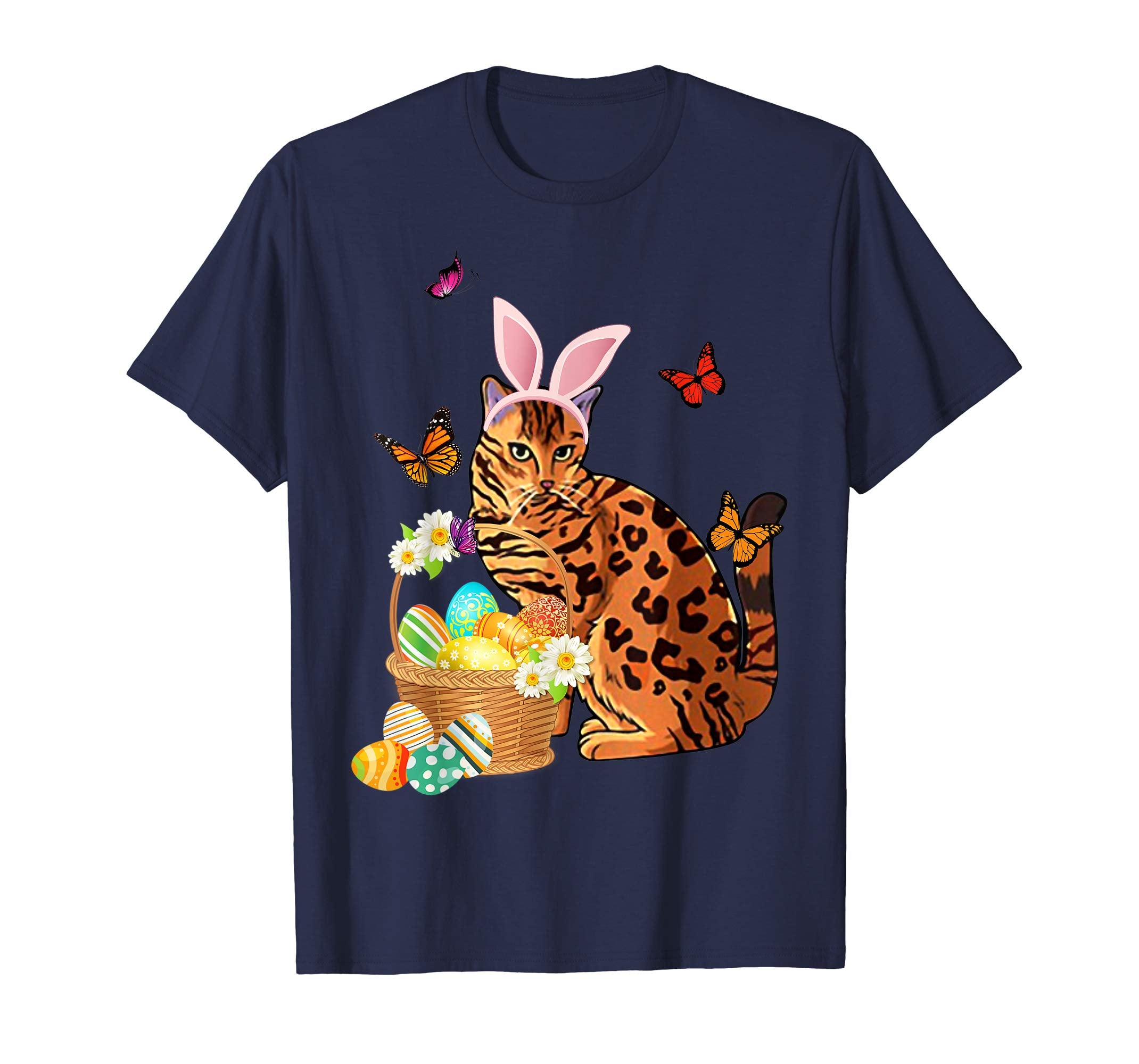 Bengal Cat Bunny Hat Rabbit Easter Eggs Shirt