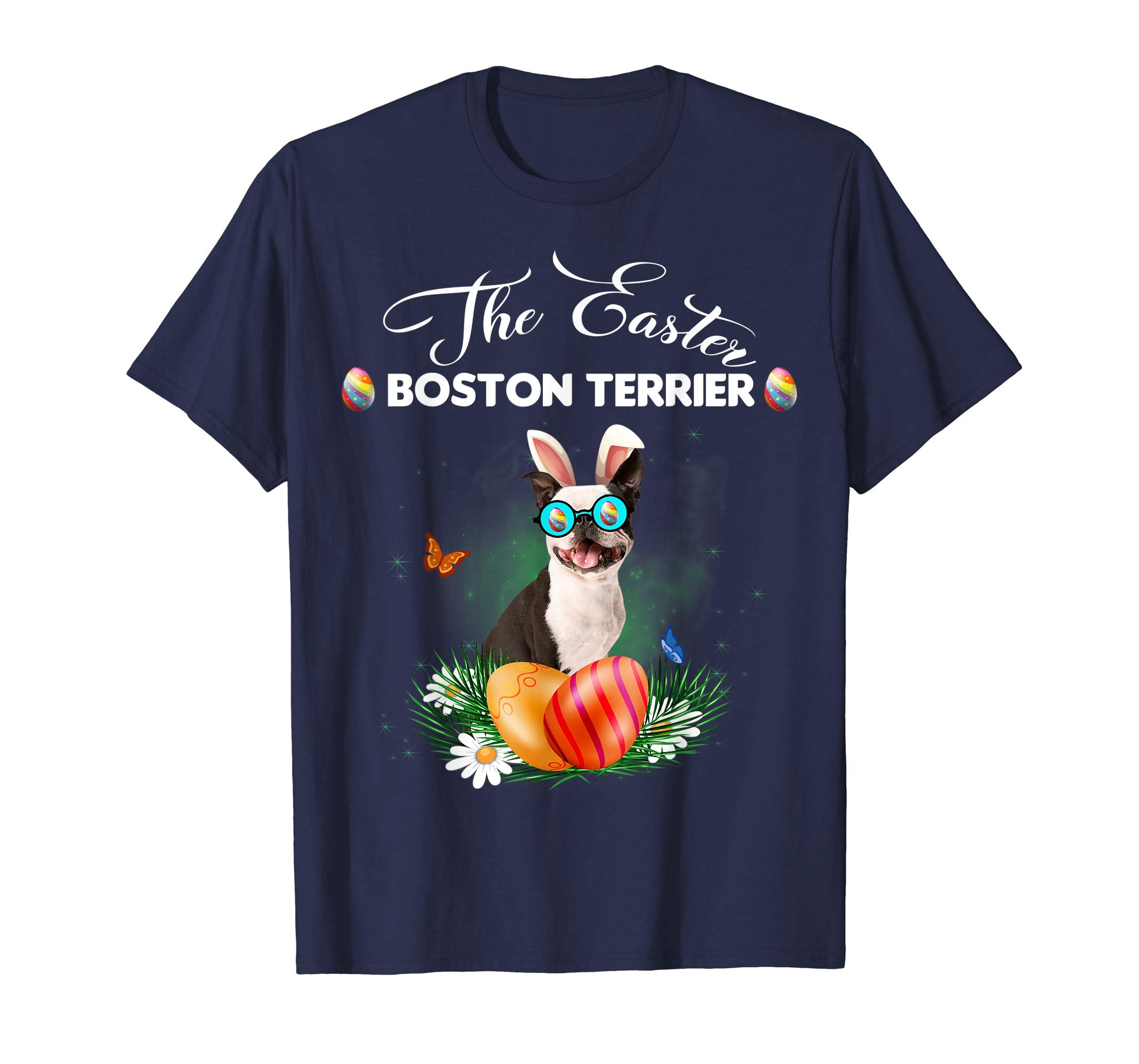 Boston Terrier Bunny Easter Day Dog Gifts T-Shirt