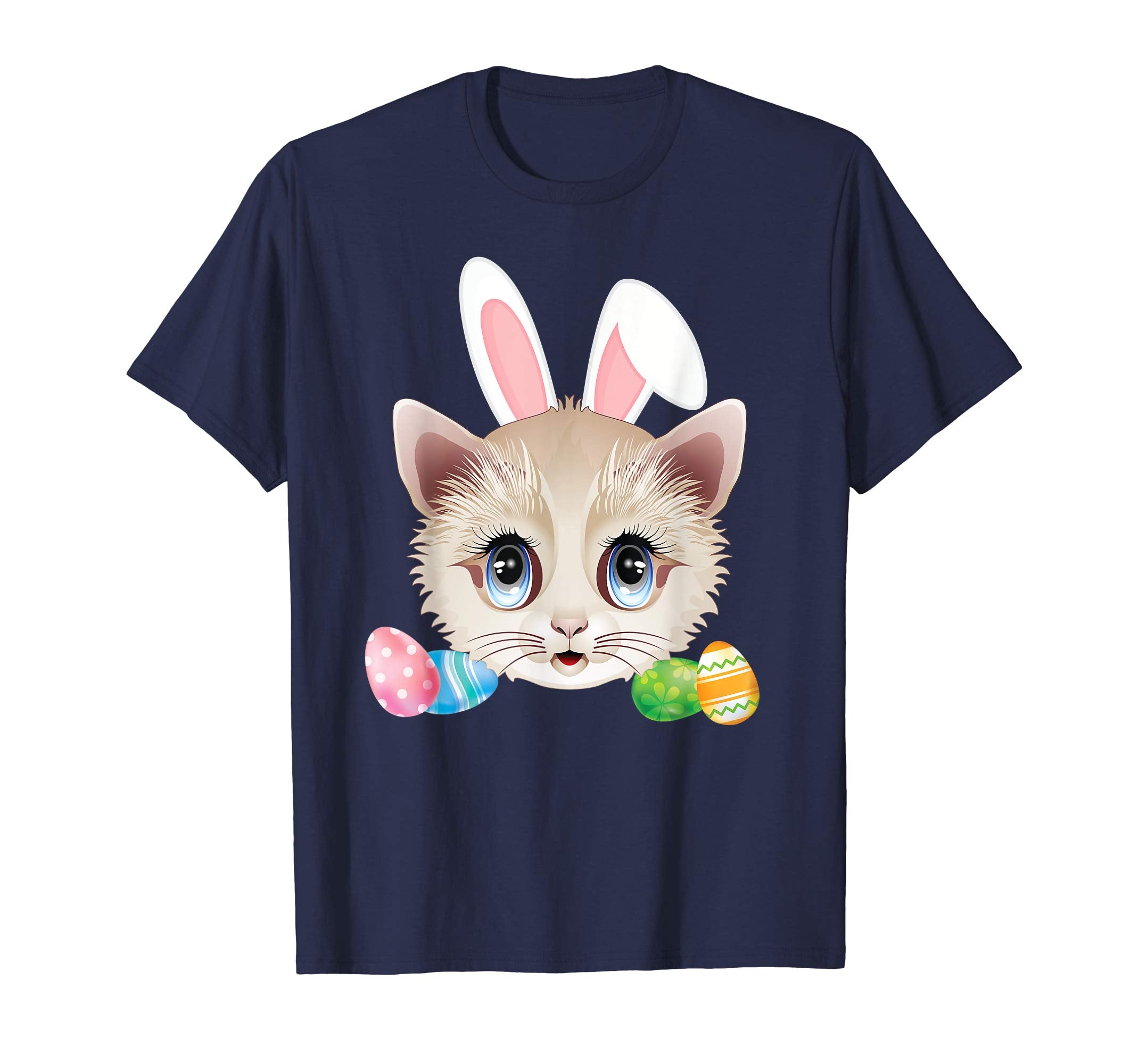Cute Bunny Cat Face Easter Day Kitten Lovers T-Shirt Egg