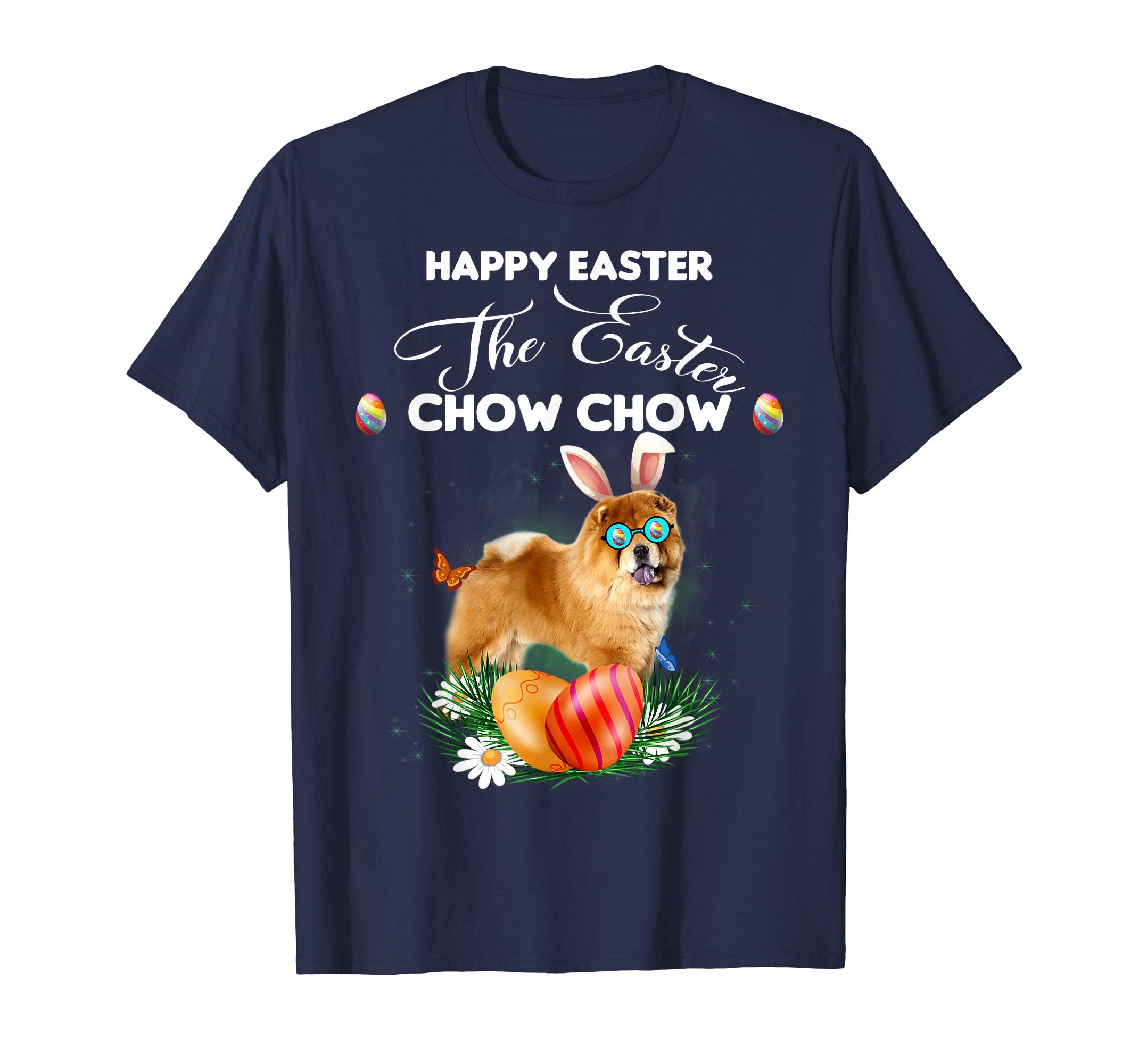 Chow Chow Dog Sunglass Bunny Happy Easter Day Tshirt