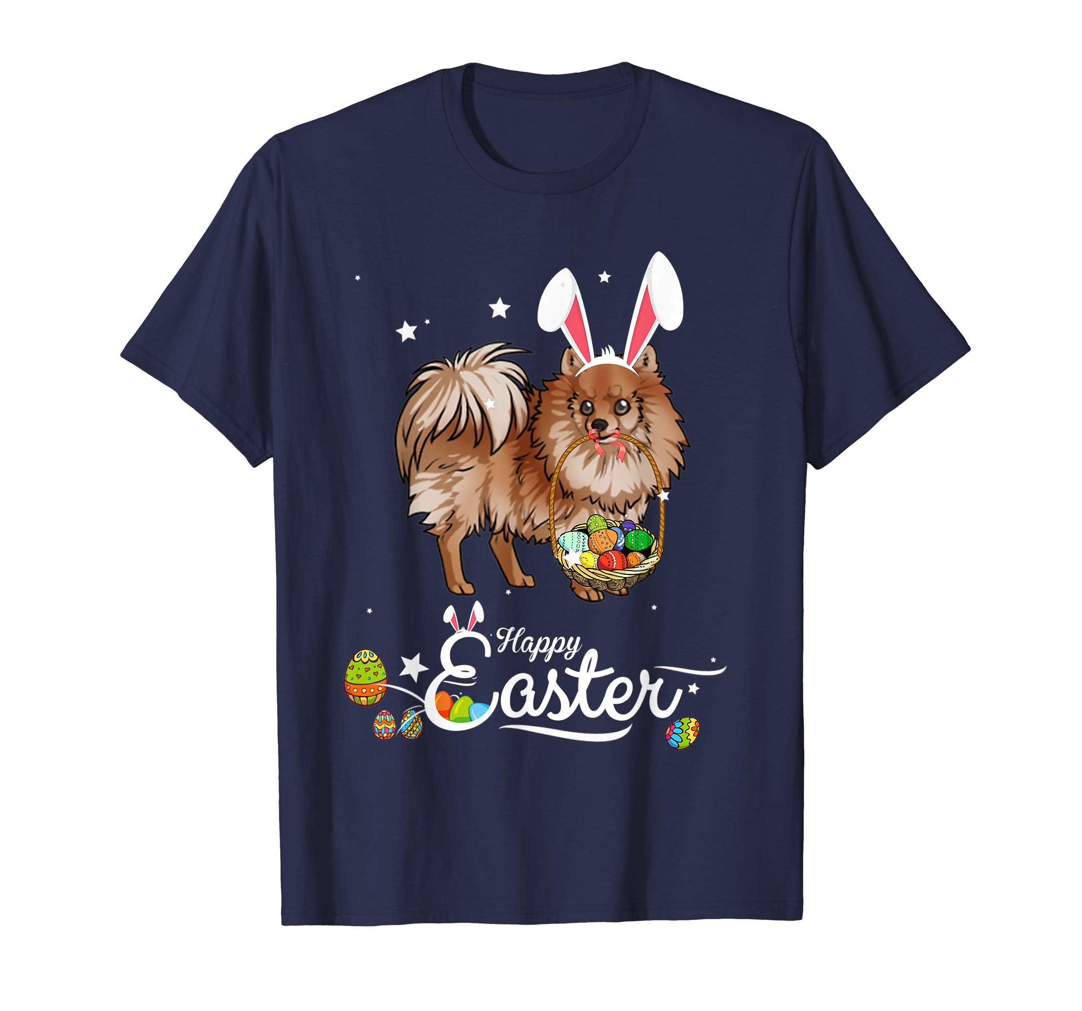 Pomeranian Dog With Bunny Hat Easter Costume T Shirt