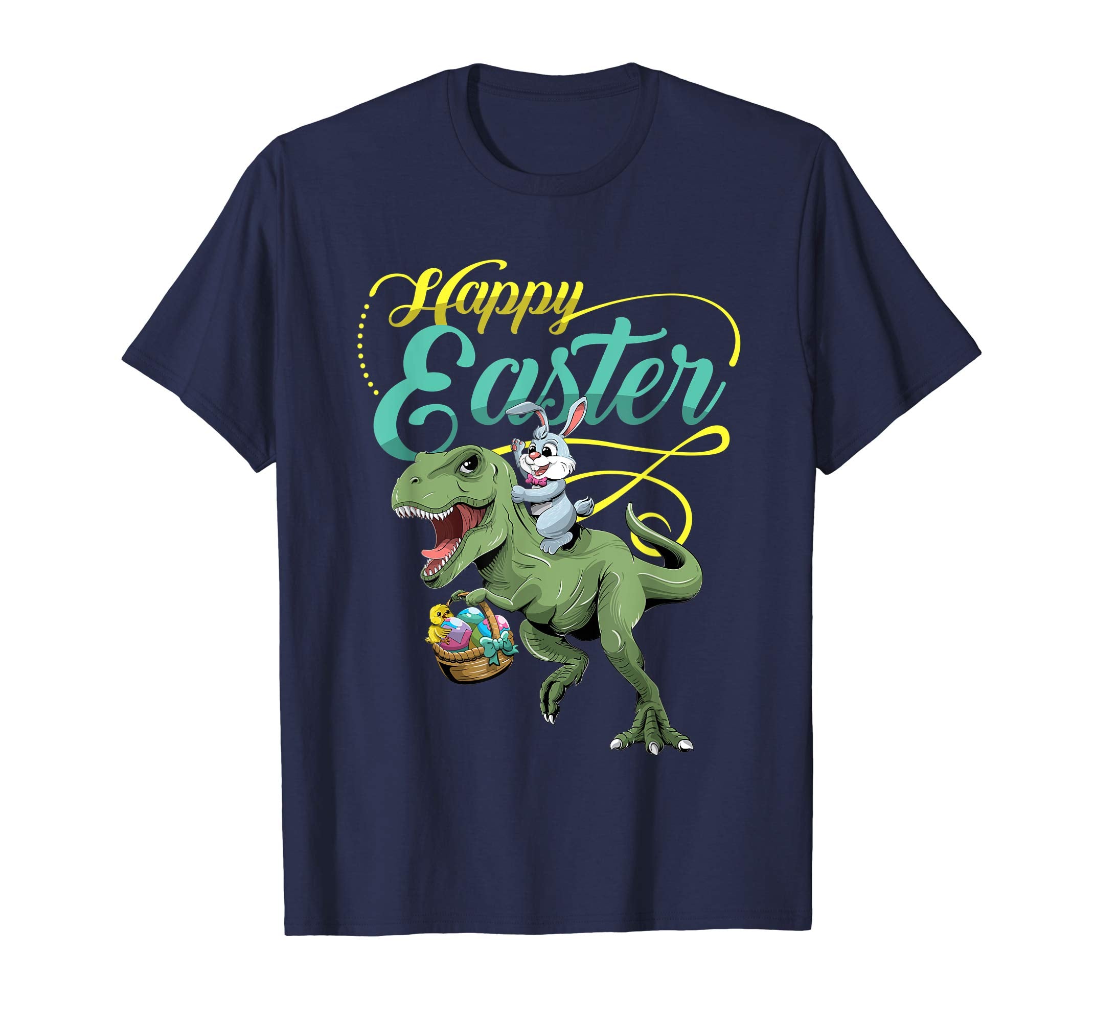 Easter T Shirt for Kids with Cool Bunny and T-rex Egg Hunt