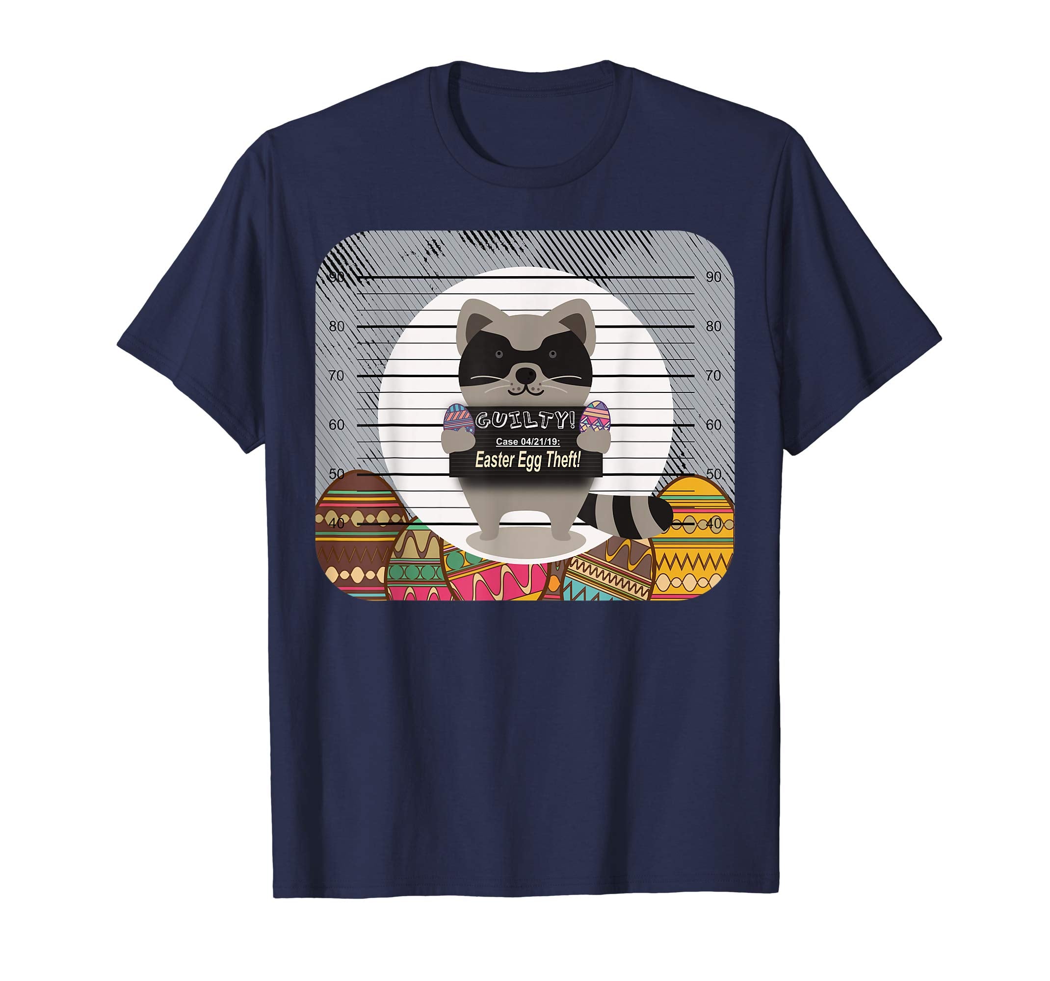 Funny Racoon Easter Tshirt I Stolen Eggs Mugshot Tee Jail