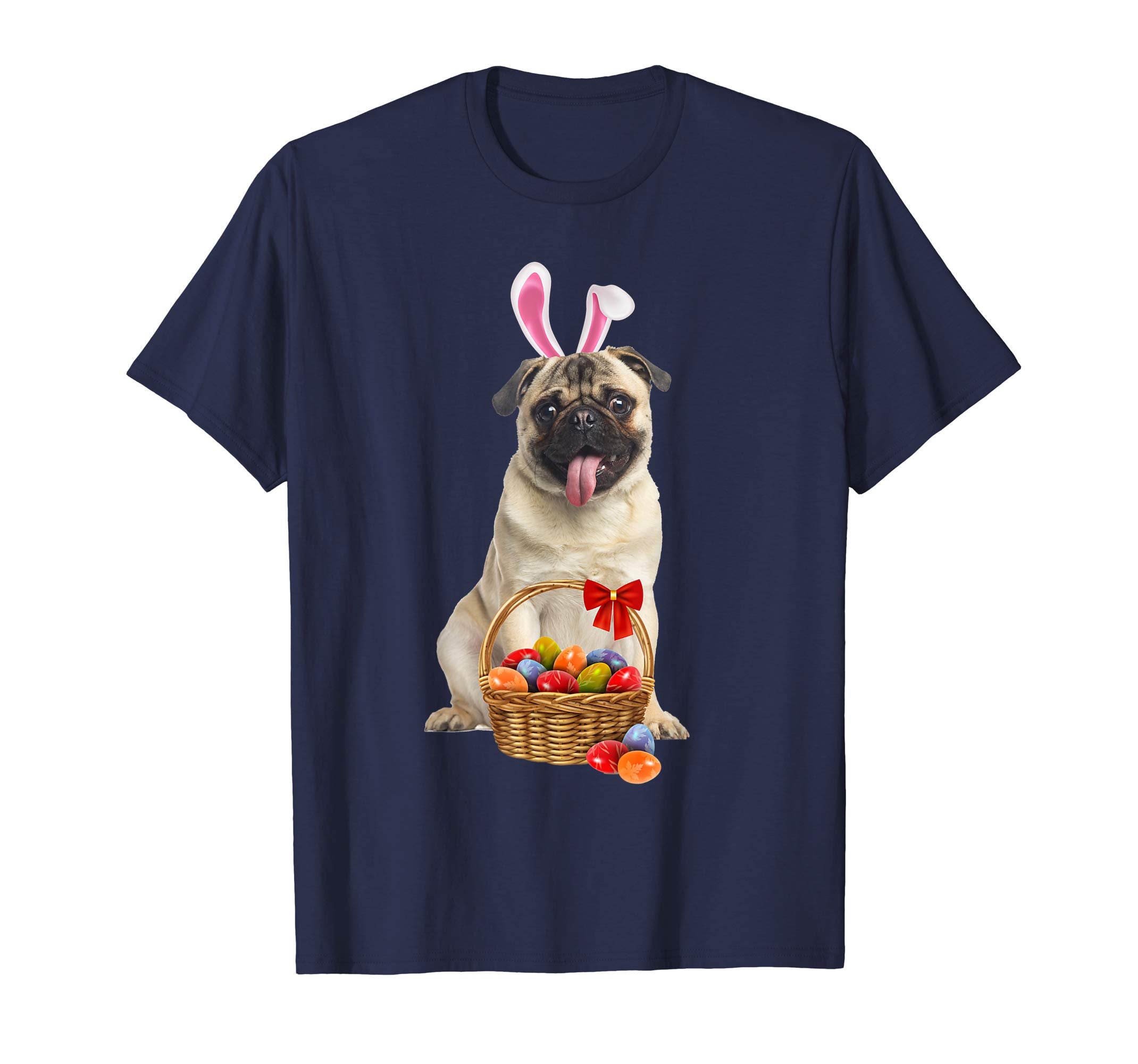 Easter Pug Shirt Funny Pug With Bunny Ears and Eggs