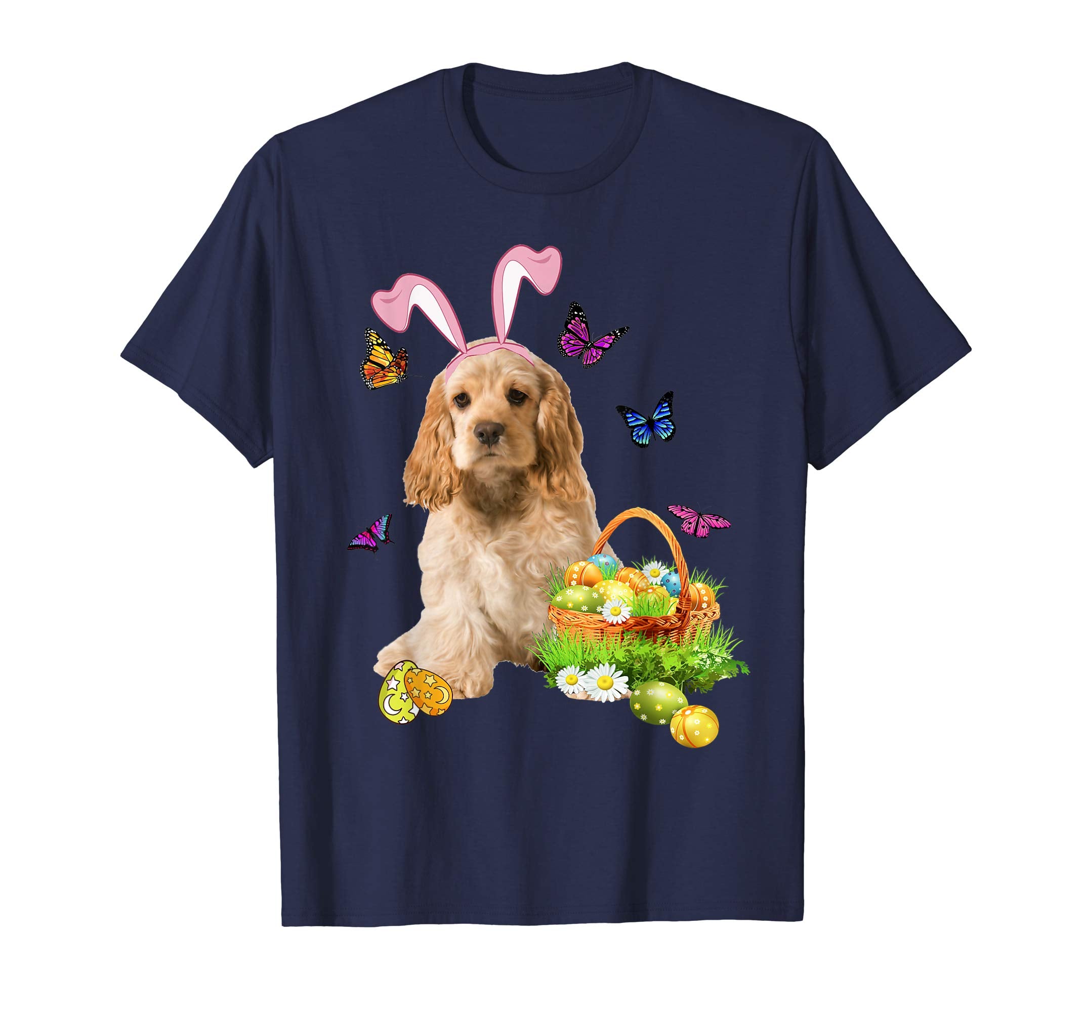 Cocker Spaniel Bunny Hat Rabbit Easter Eggs T-Shirt