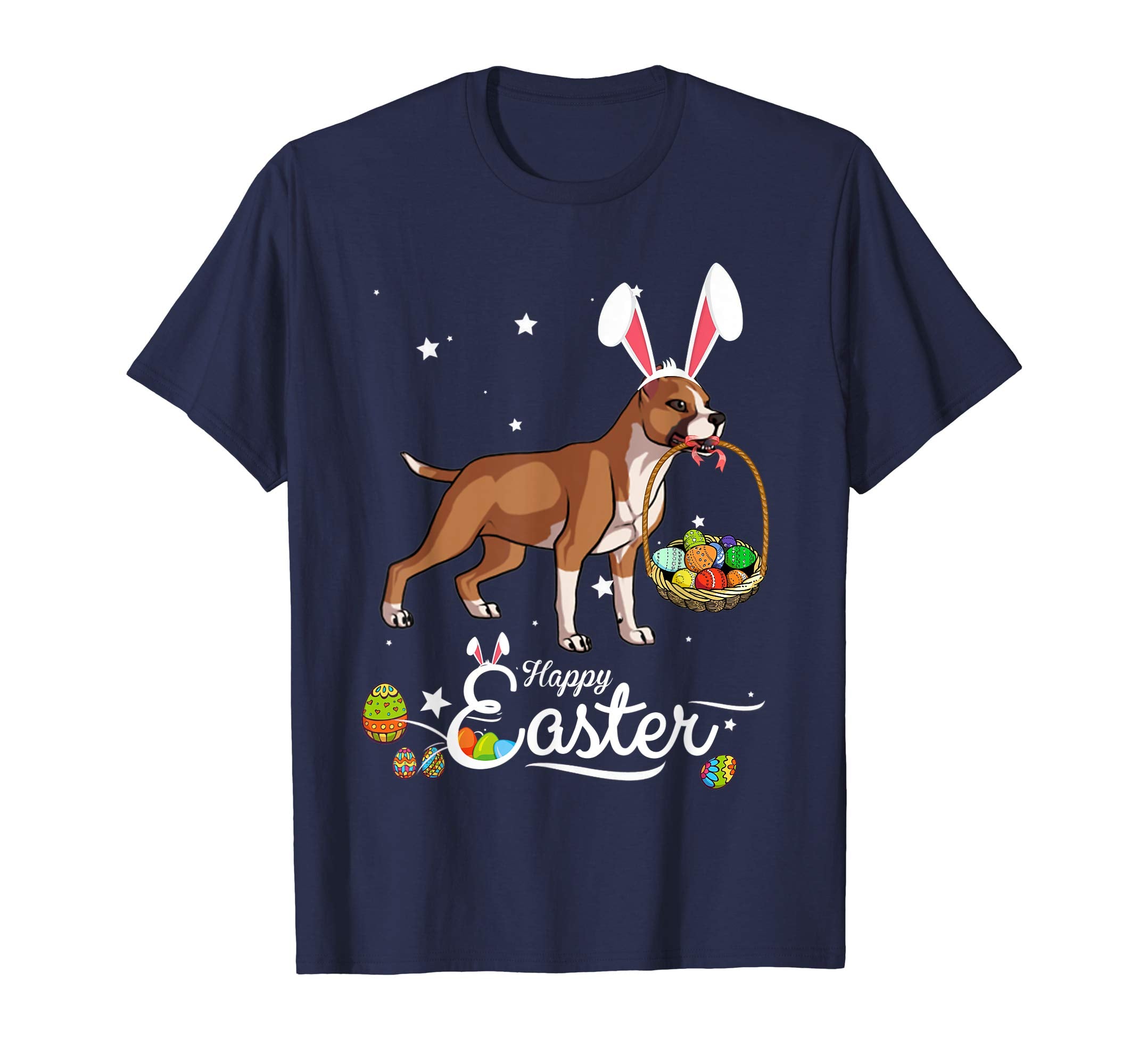 Staffordshire Dog With Bunny Hat Easter Costume T Shirt