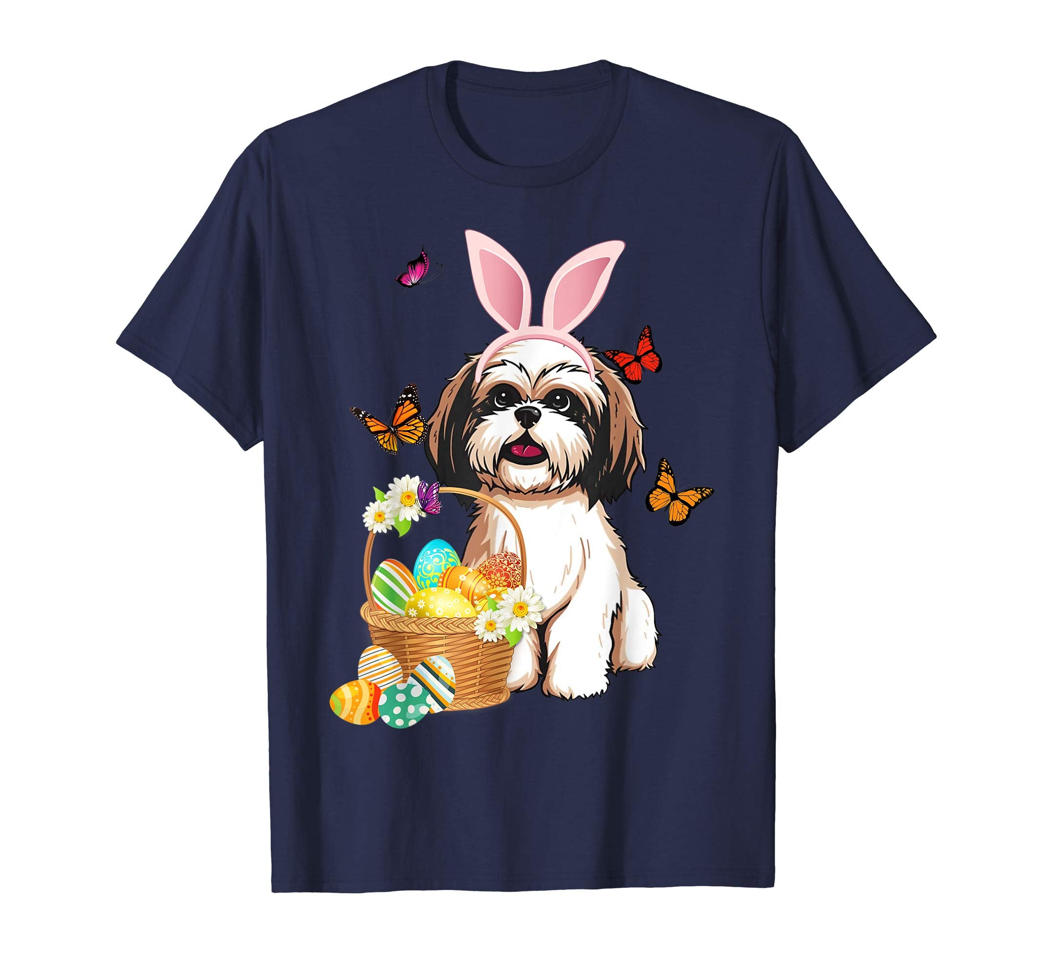 Shih tzu Bunny Hat Rabbit Easter Eggs Shirt