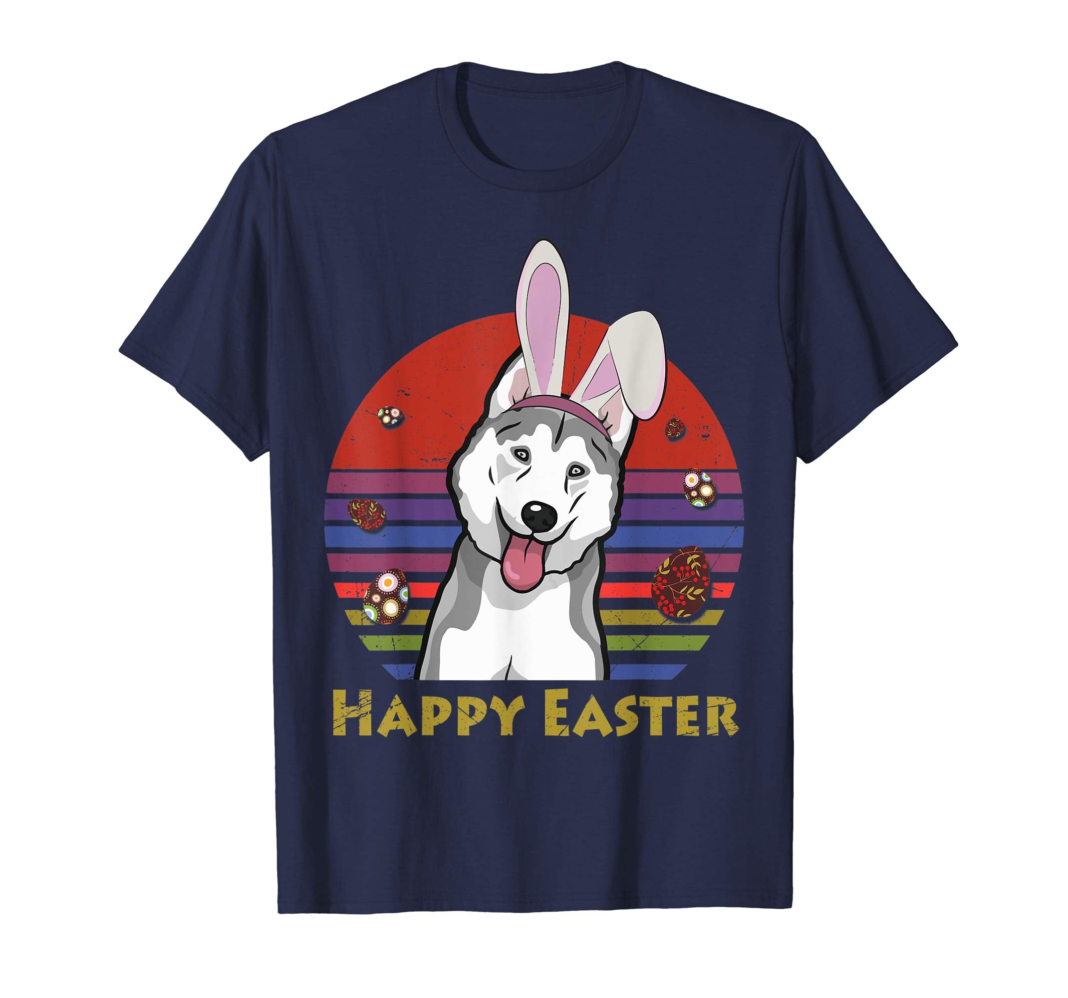 Siberian Husky With Bunny Headband Happy Easter Tshirt Gifts