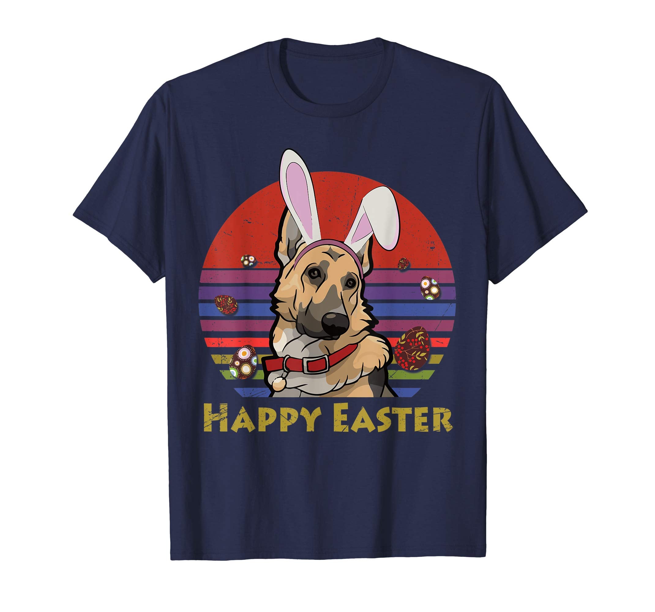 German Shepherd With Bunny Headband Happy Easter Tshirt Gift