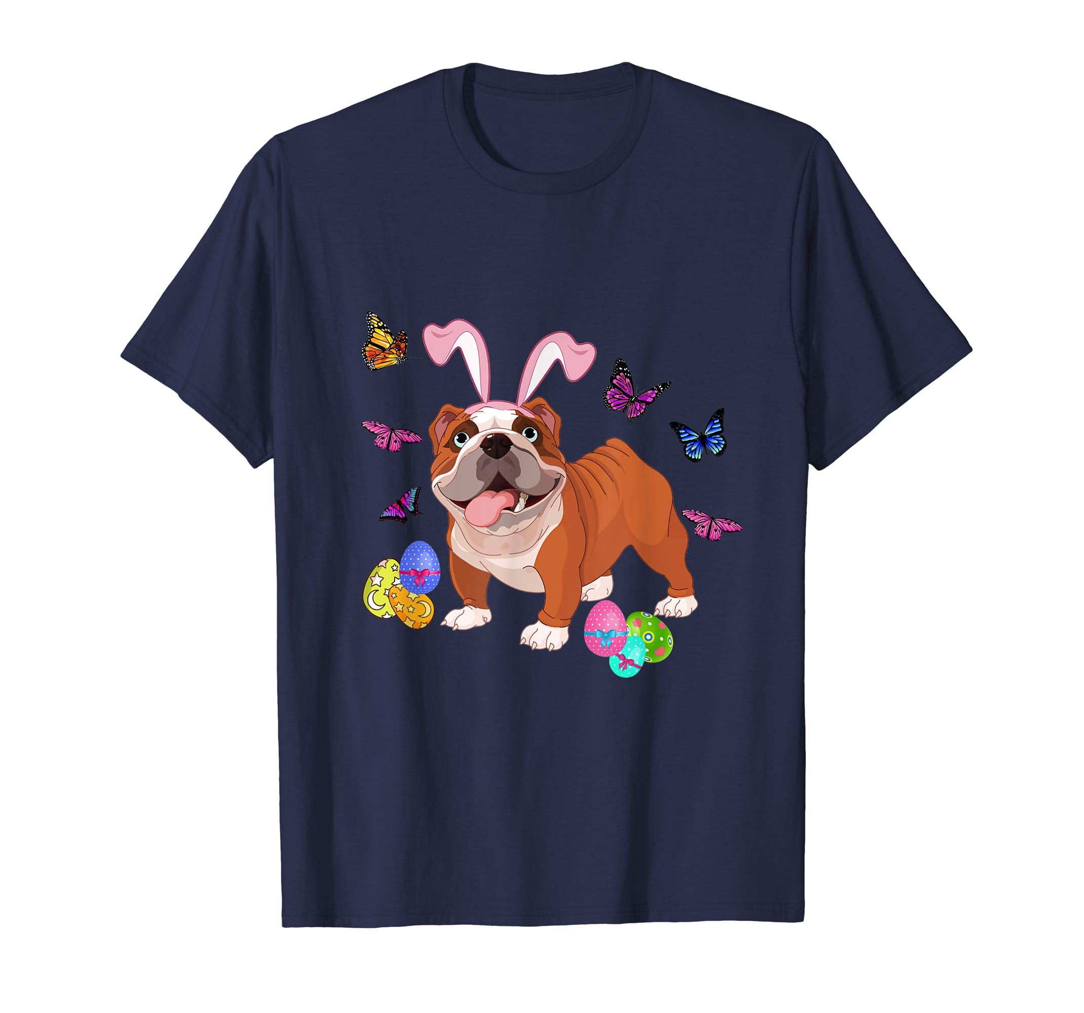 Bulldog Bunny Rabbit Happy Easter Day T-Shirt