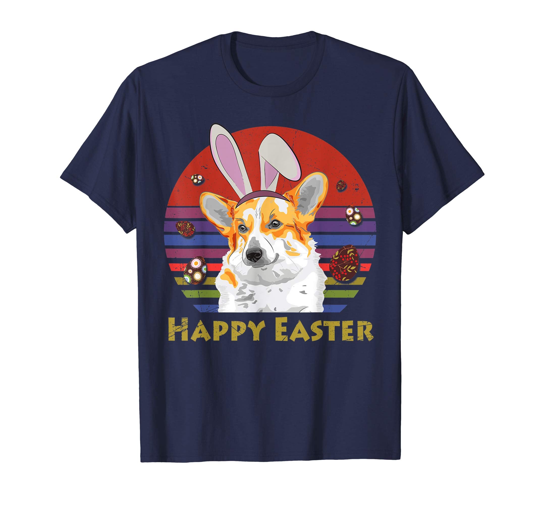 Welsh Corgi With Bunny Headband Happy Easter Tshirt Gifts