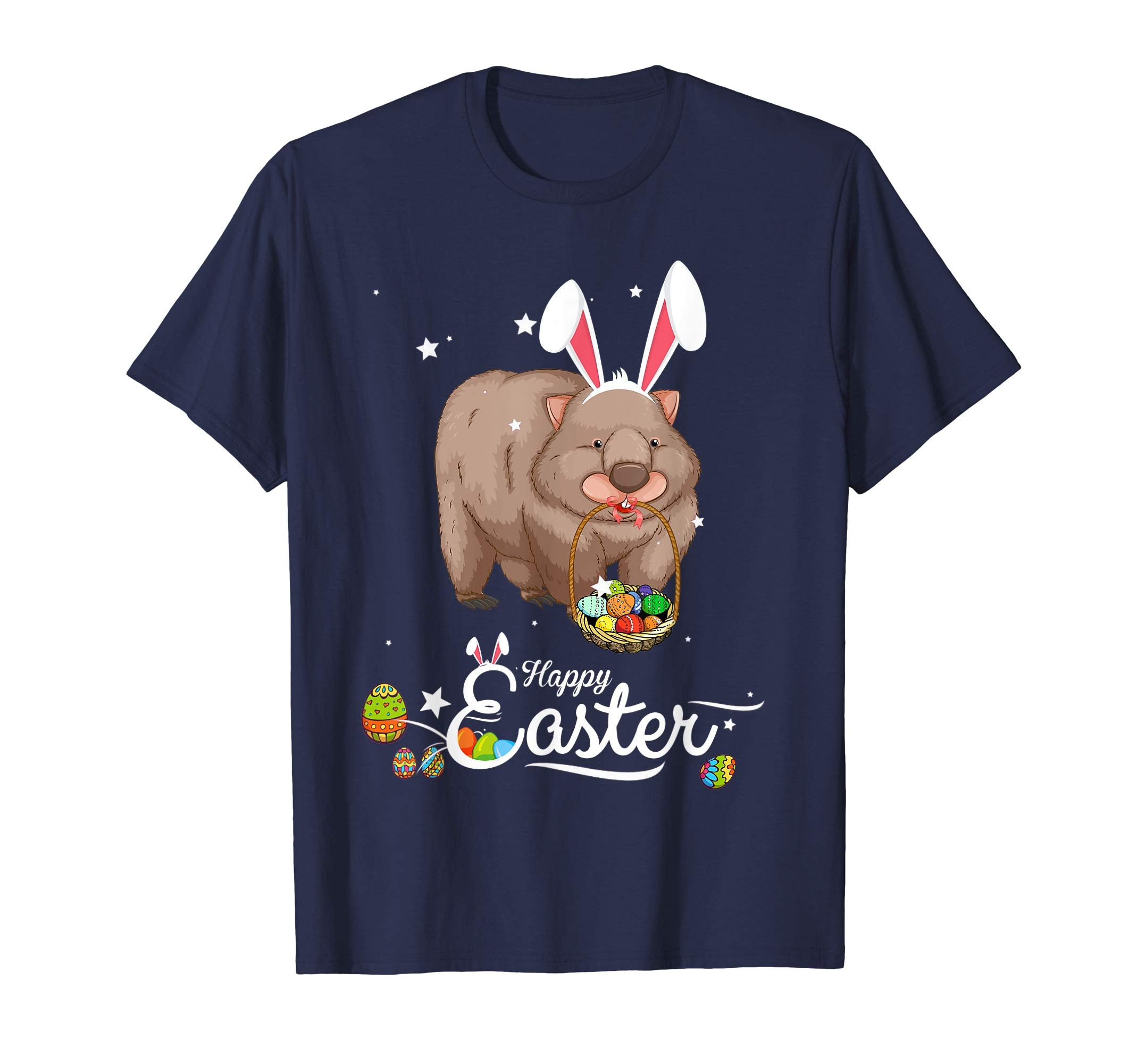 Cute Easter Wombat with Bunny Ears and Eggs T Shirt