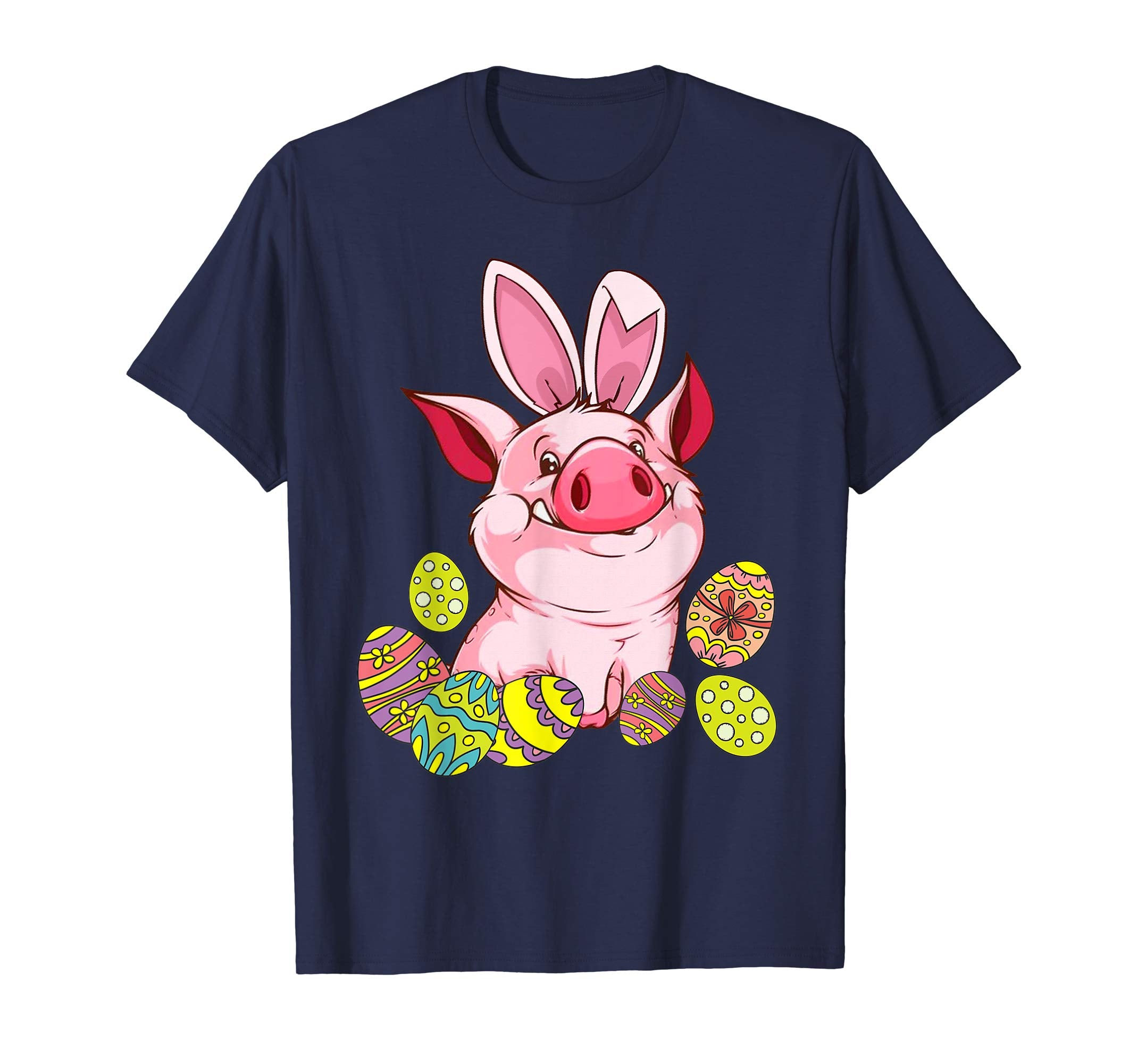 Pig And Bunny Rabbit Hat Playing Easter Eggs Happy Day Shirt