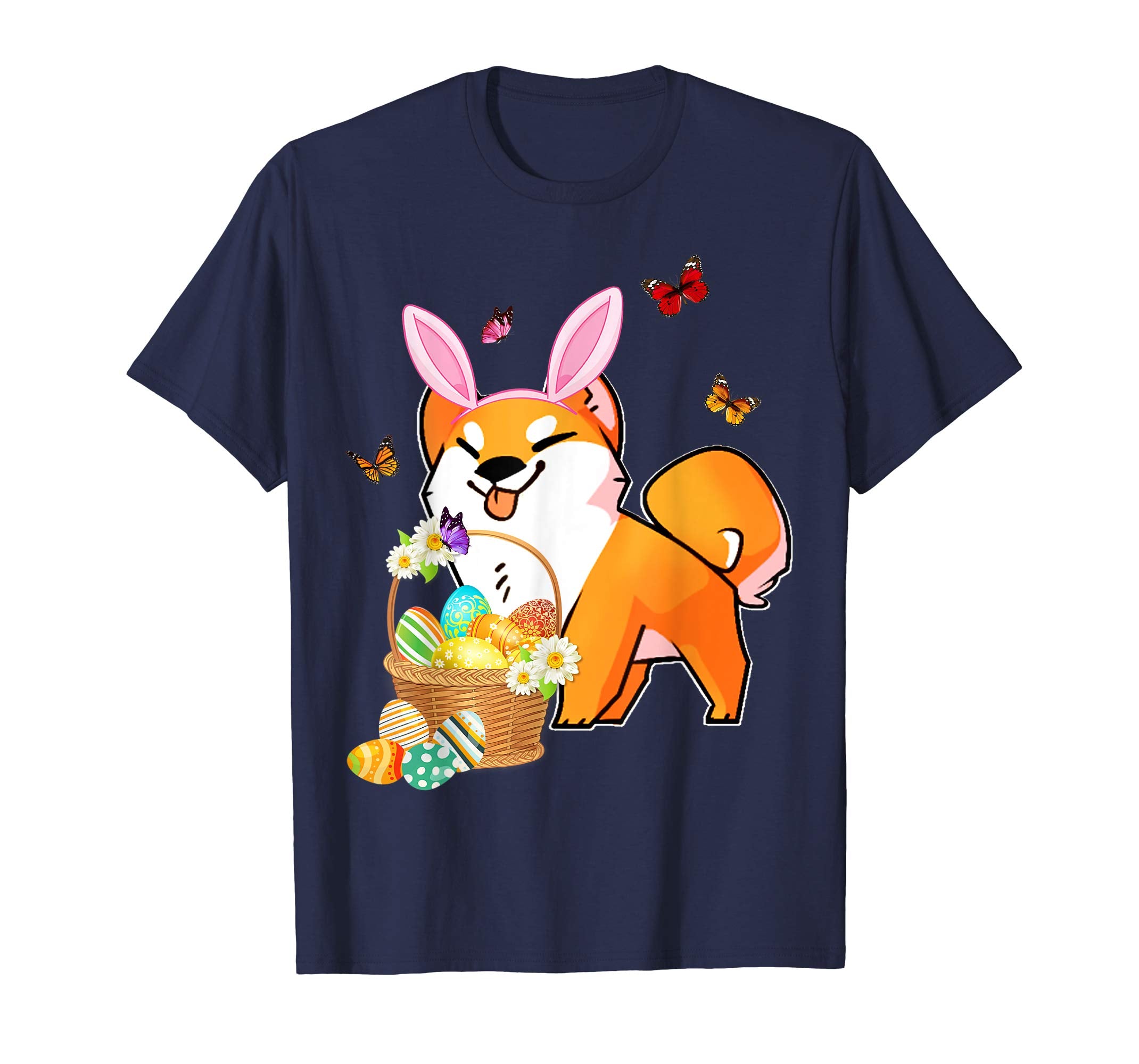 Akita Bunny Hat Rabbit Easter Eggs Shirt Happy Ea