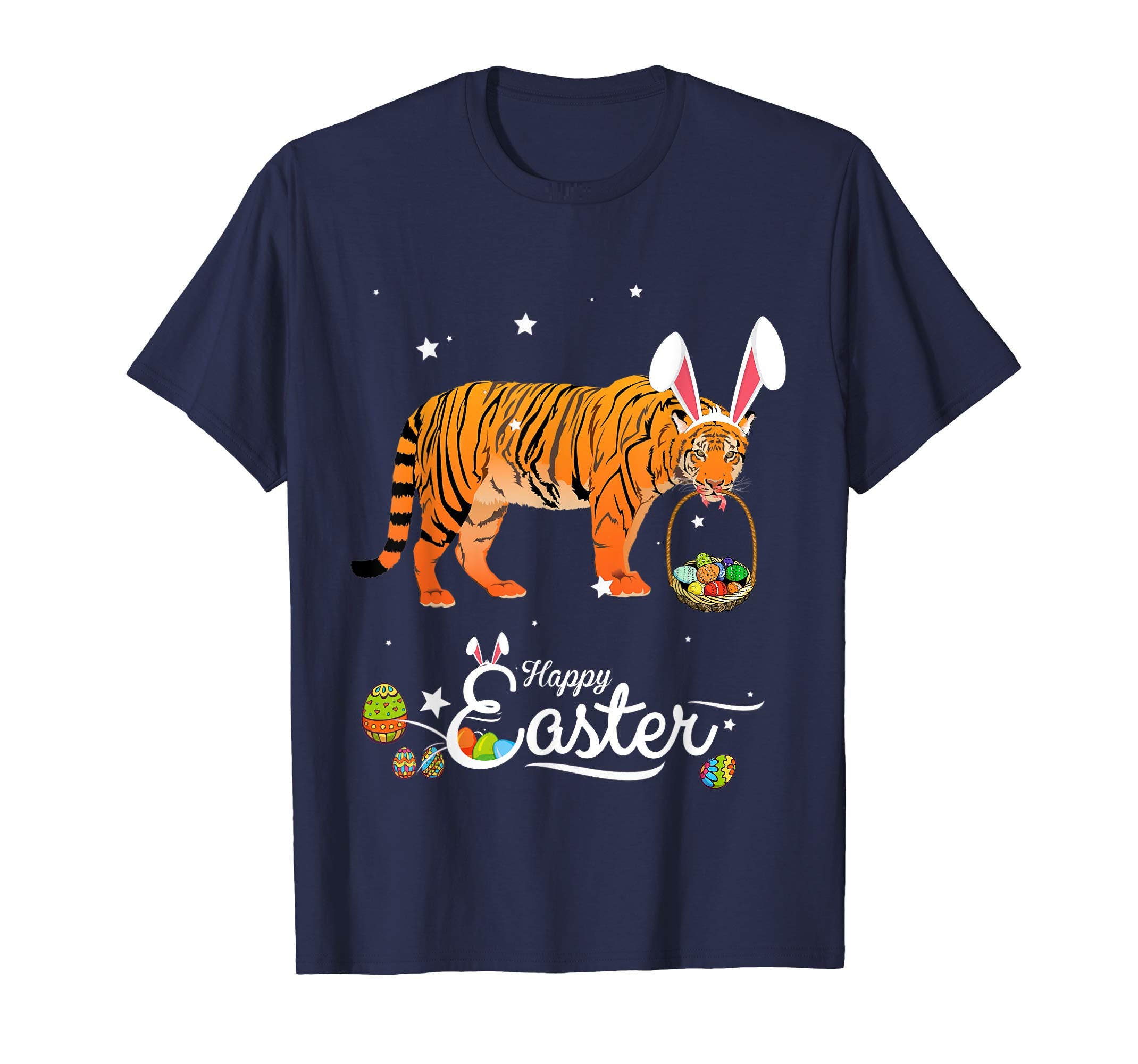 Cute Easter Tiger with Bunny Ears and Eggs T Shirt