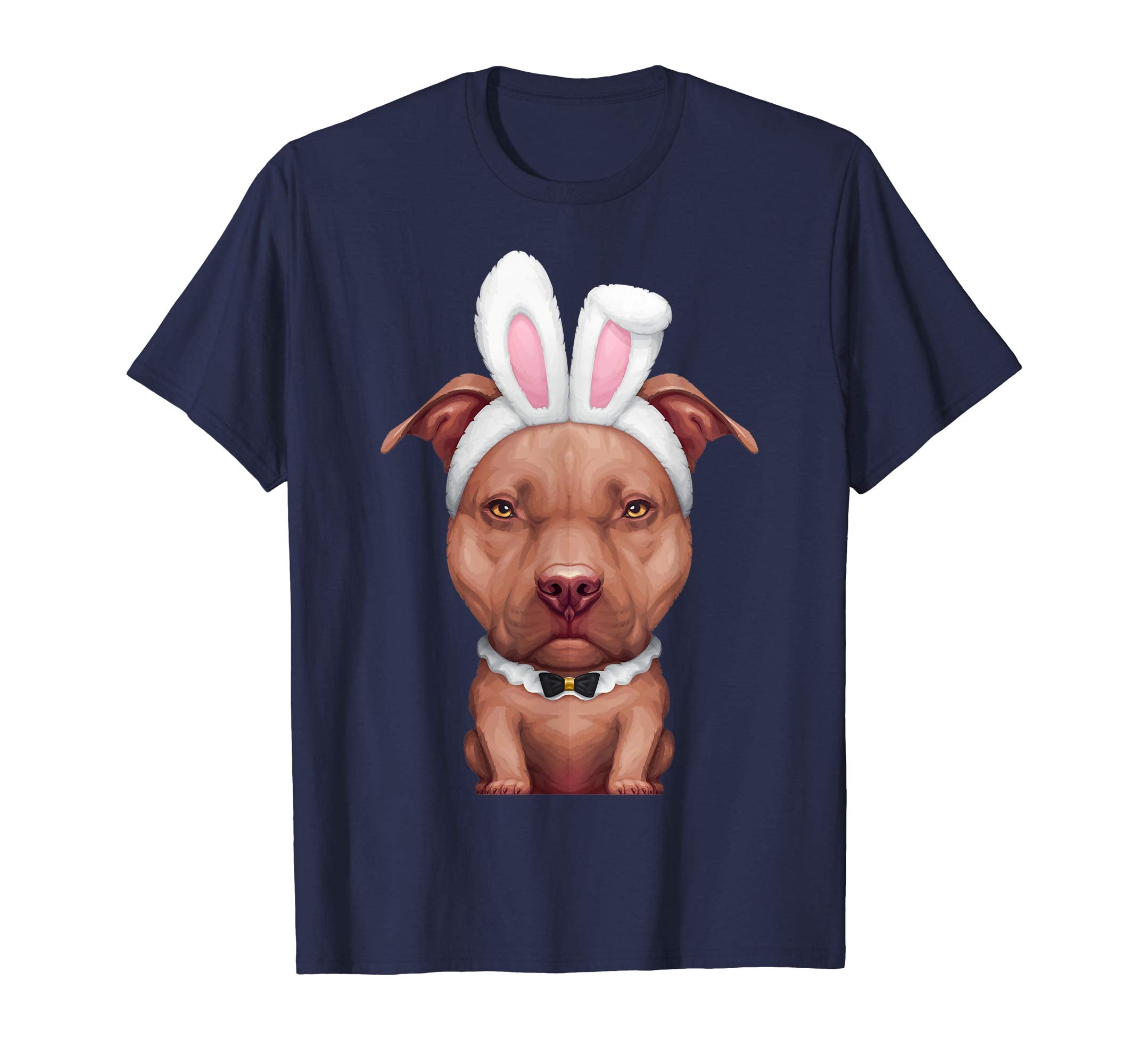 Chocolate Pit Bull Terrier in Easter Bunny Costume T-Shirt