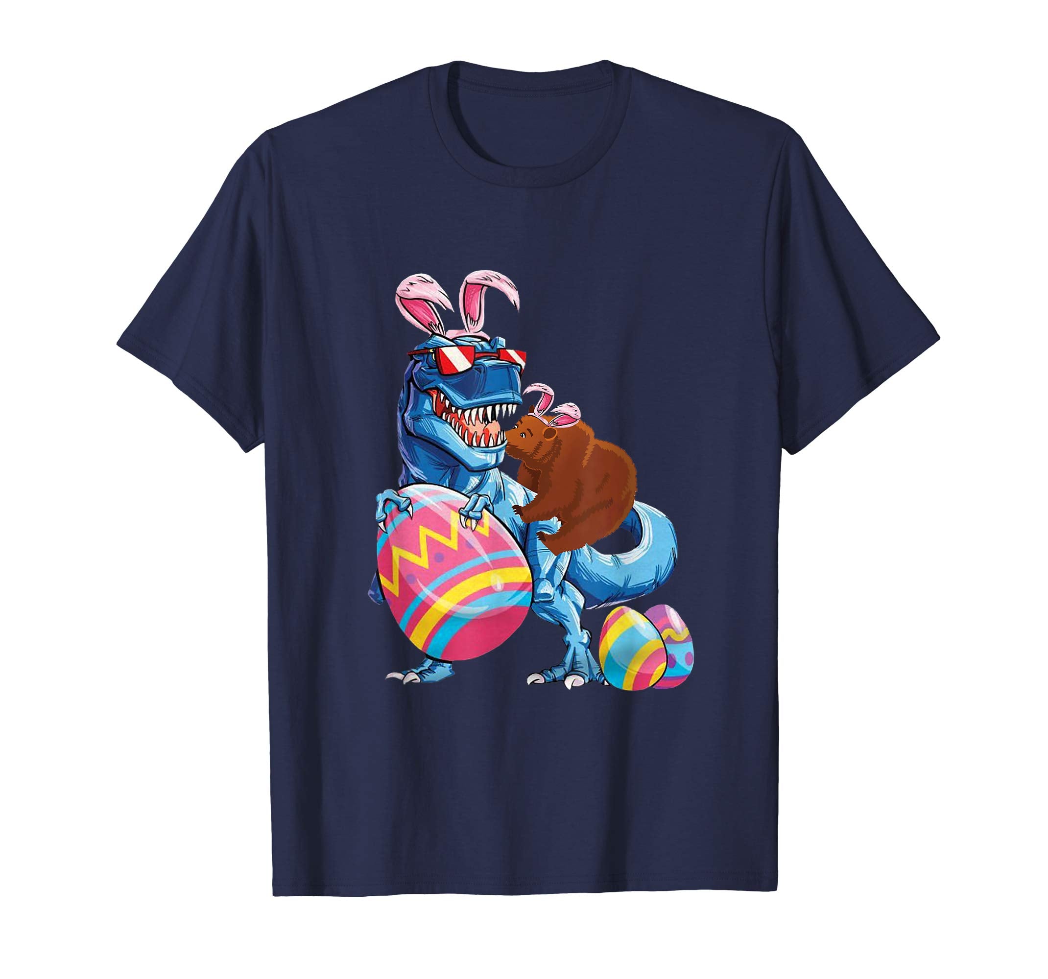 Bear Easter Riding Dinousaus Easter Bunny Lover Gift T-Shirt