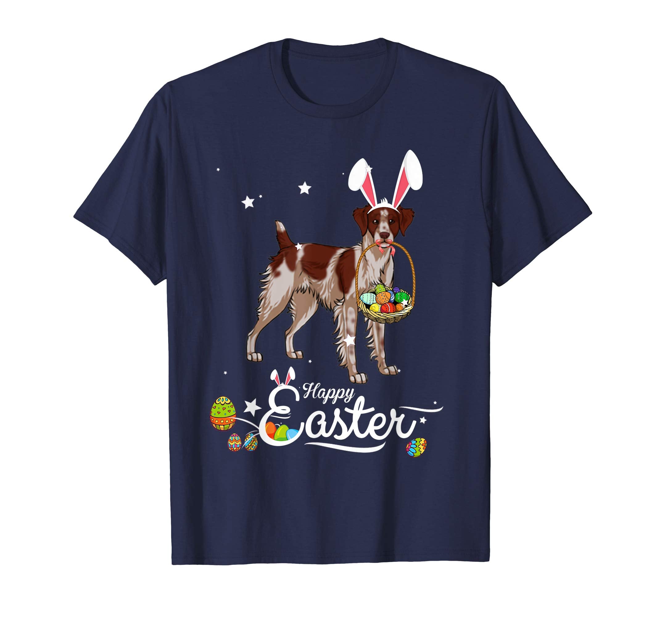 Brittany Spaniel Dog With Bunny Hat Easter Costume T Shirt