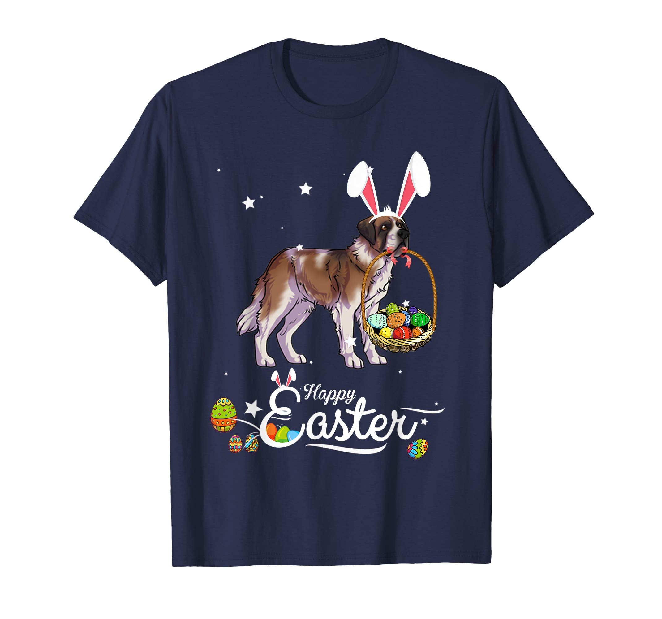 Saint Bernard Dog With Bunny Hat Easter Costume T Shirt