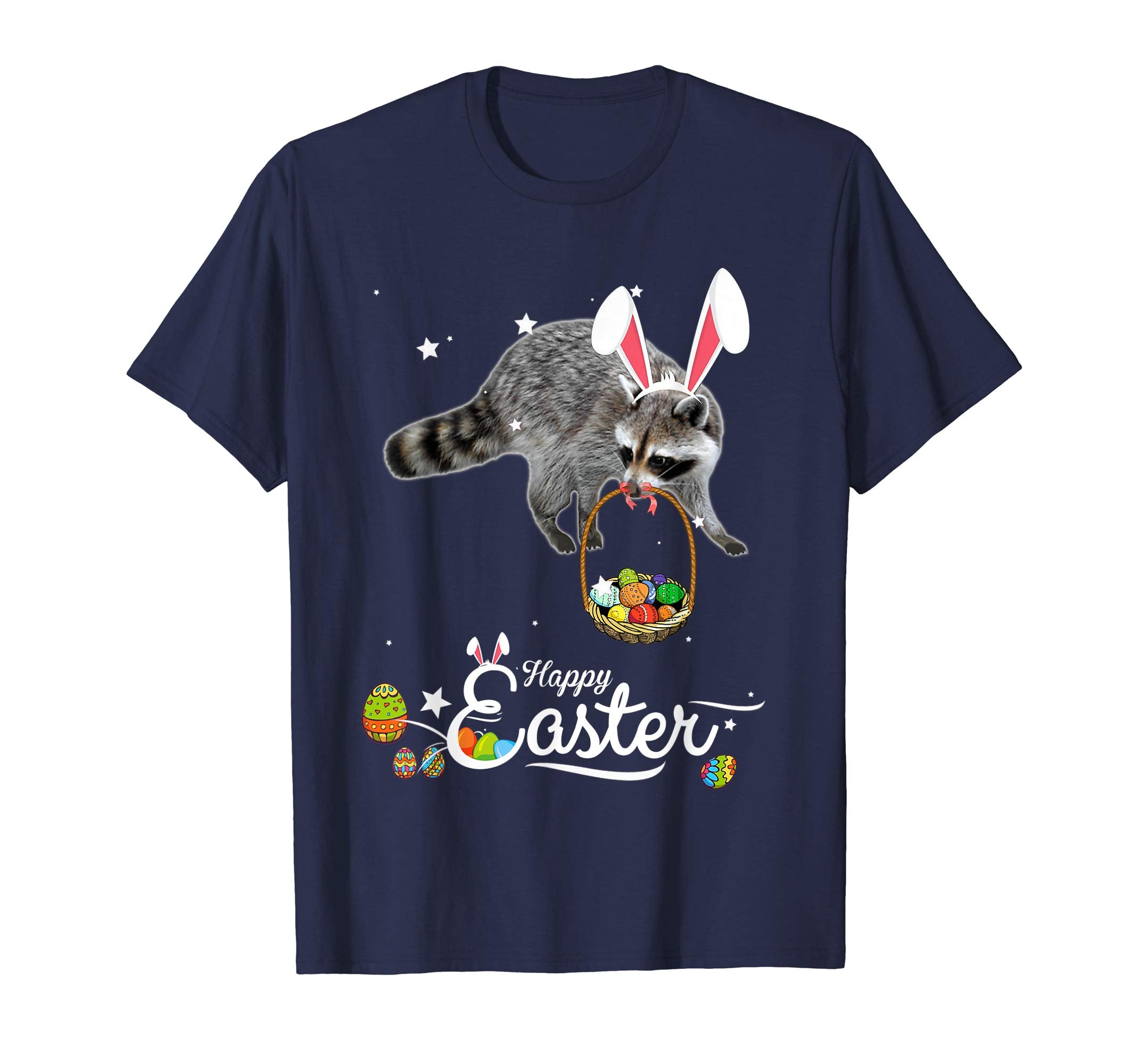 Cute Easter Racoon with Bunny Ears and Eggs T Shirt
