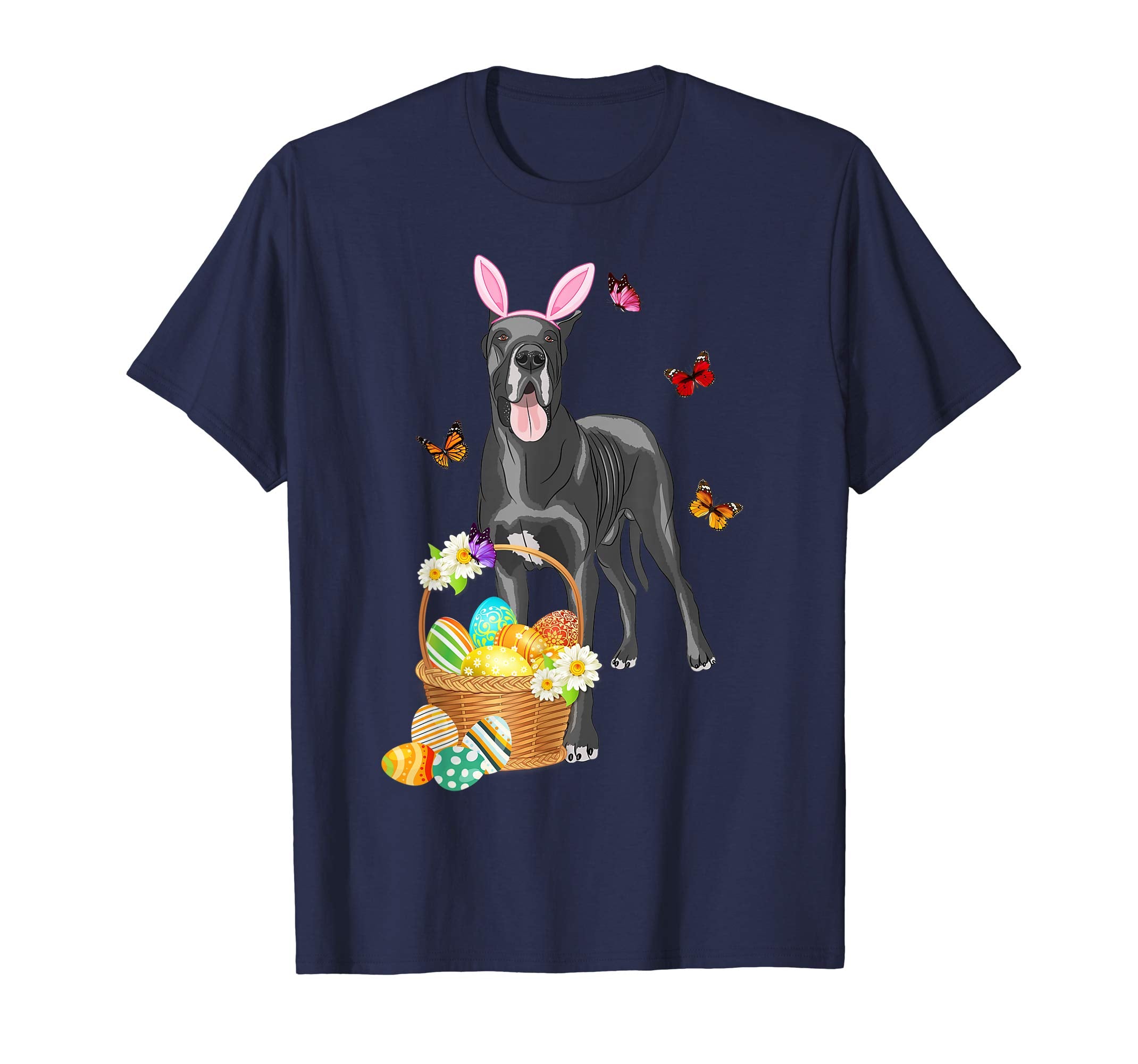Great Dane Bunny Hat Rabbit Easter Eggs Shirt Happy Ea