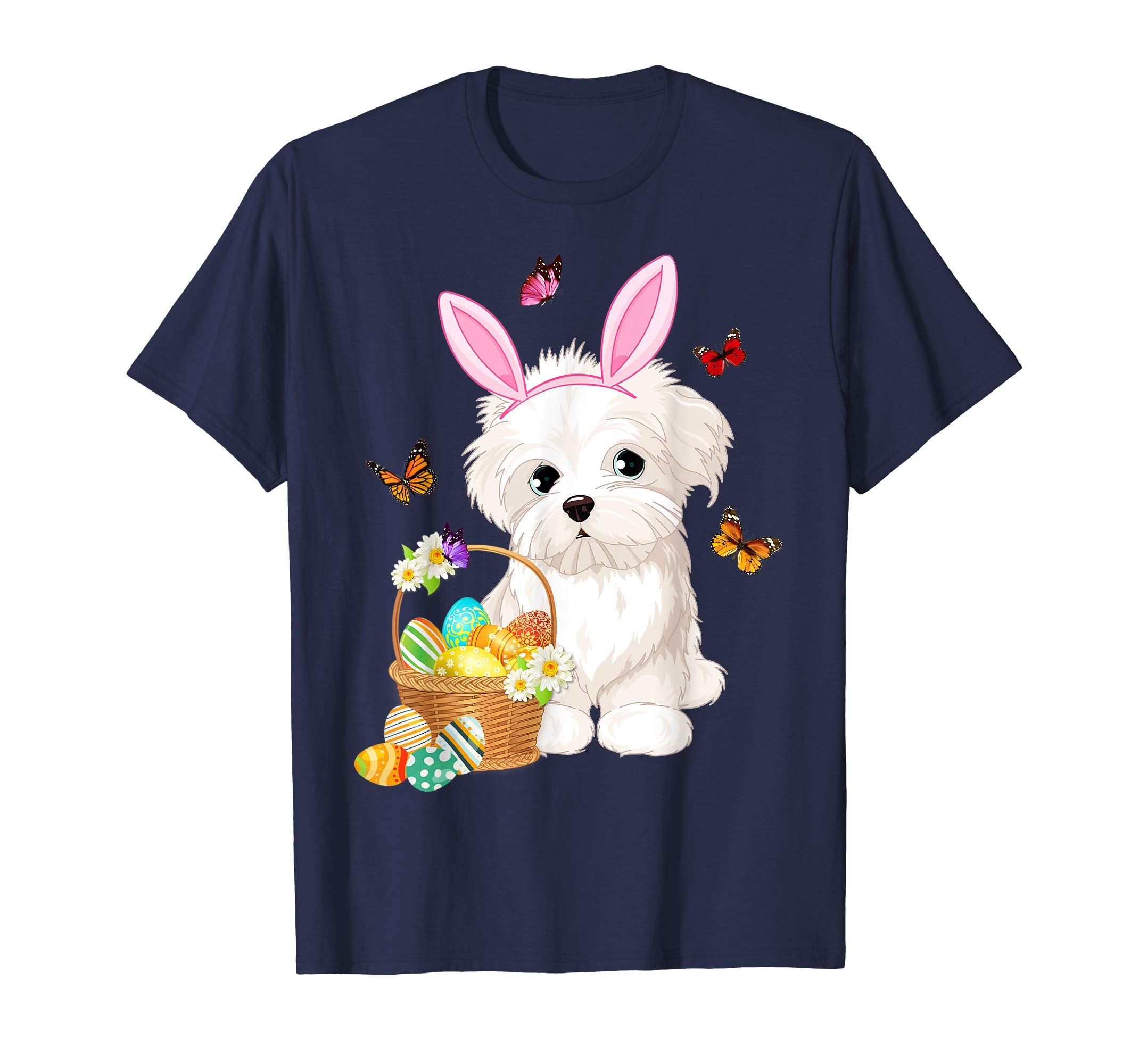 Maltese Bunny Hat Rabbit Easter Eggs Shirt Happy Ea