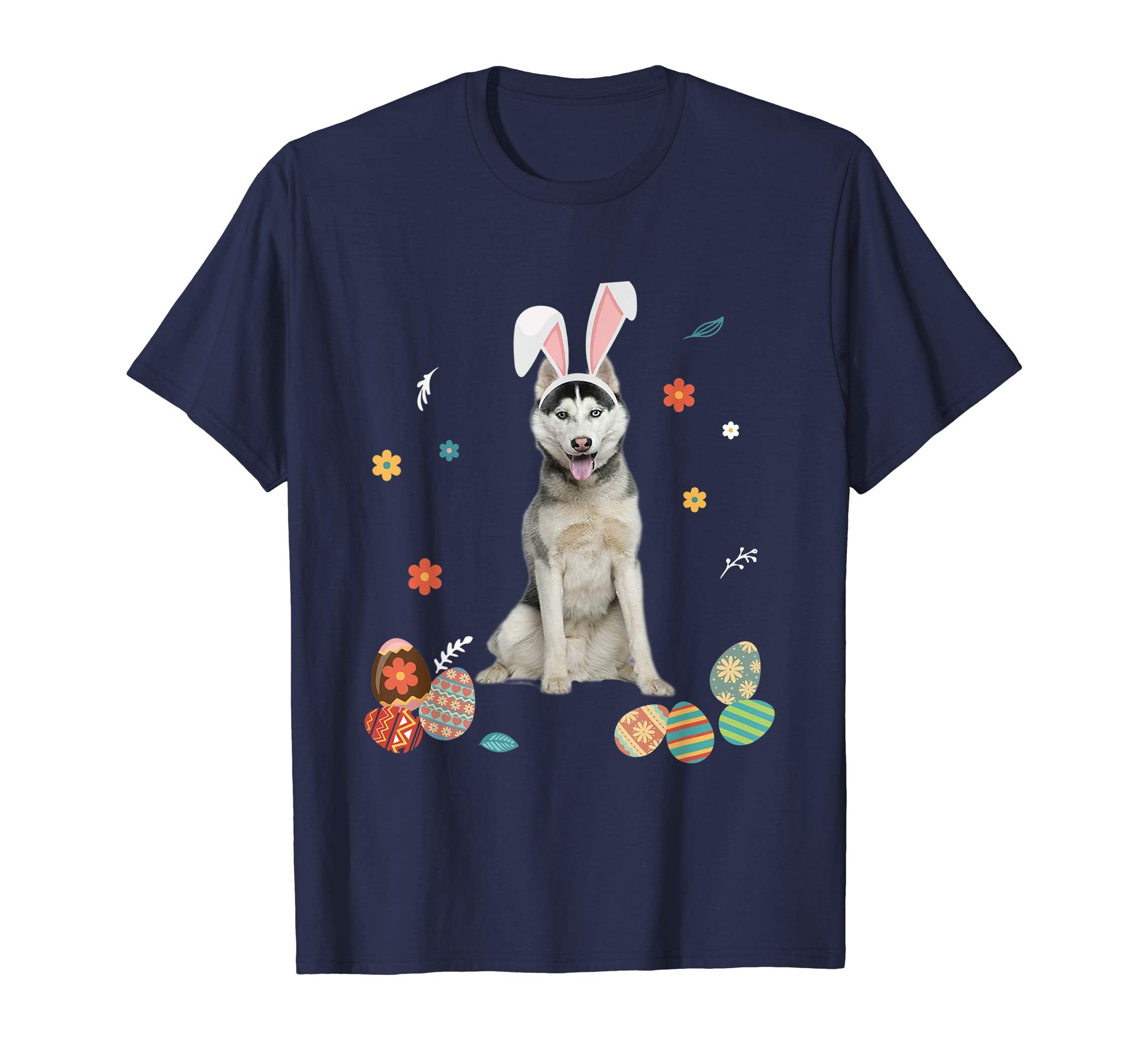 Husky Bunny Rabbit Happy Easter Day T-Shirt