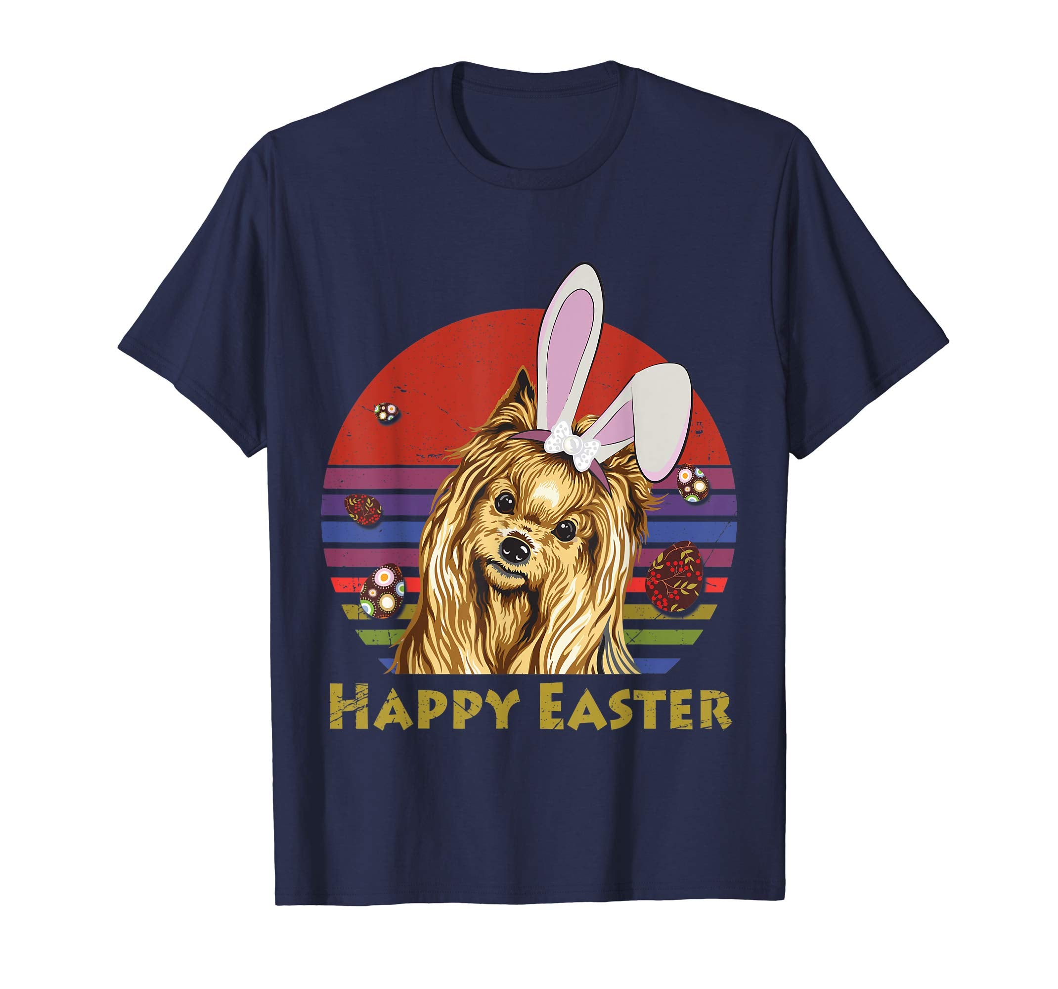 Yorkshire Terrier With Bunny Headband Happy Easter Tshirt
