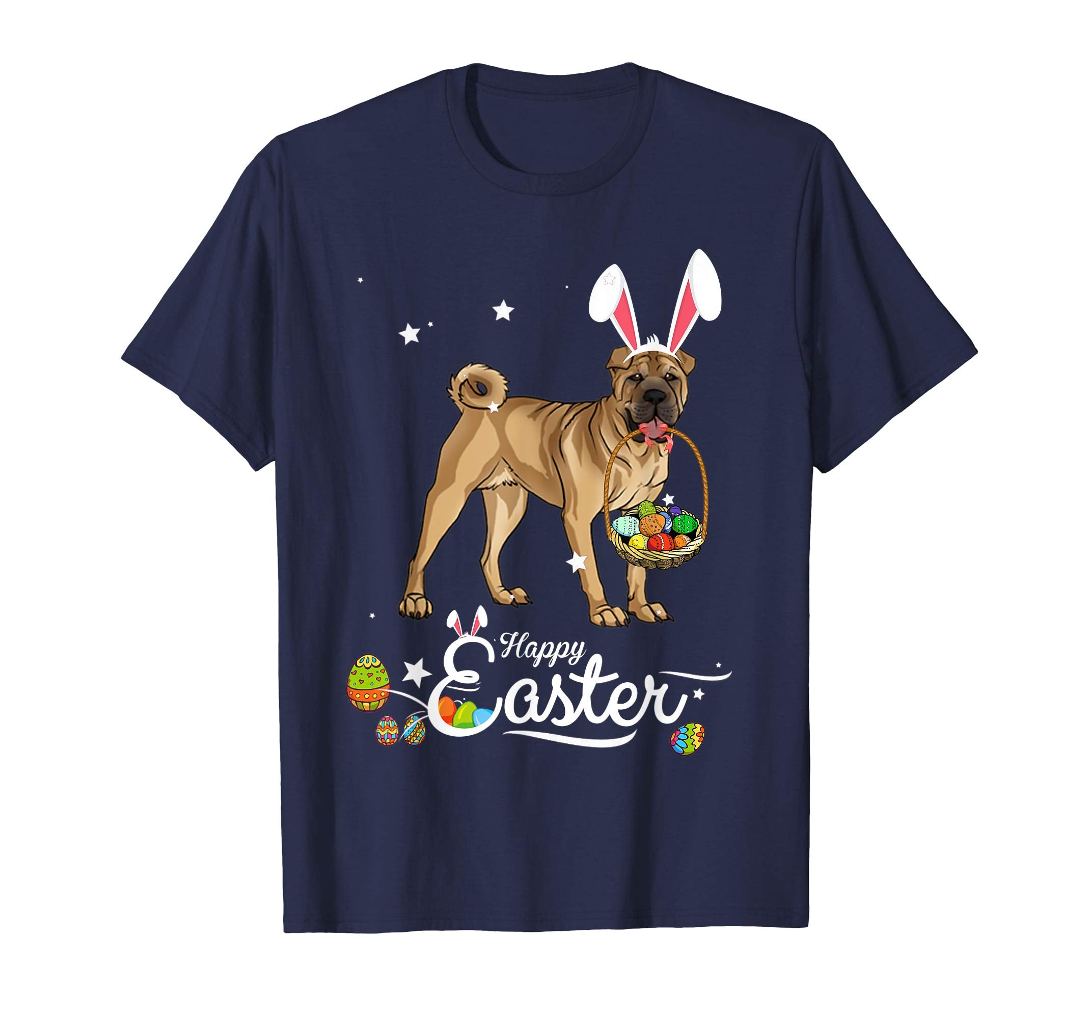 Chinese Shar-pei Dog With Bunny Hat Easter Costume T Shirt