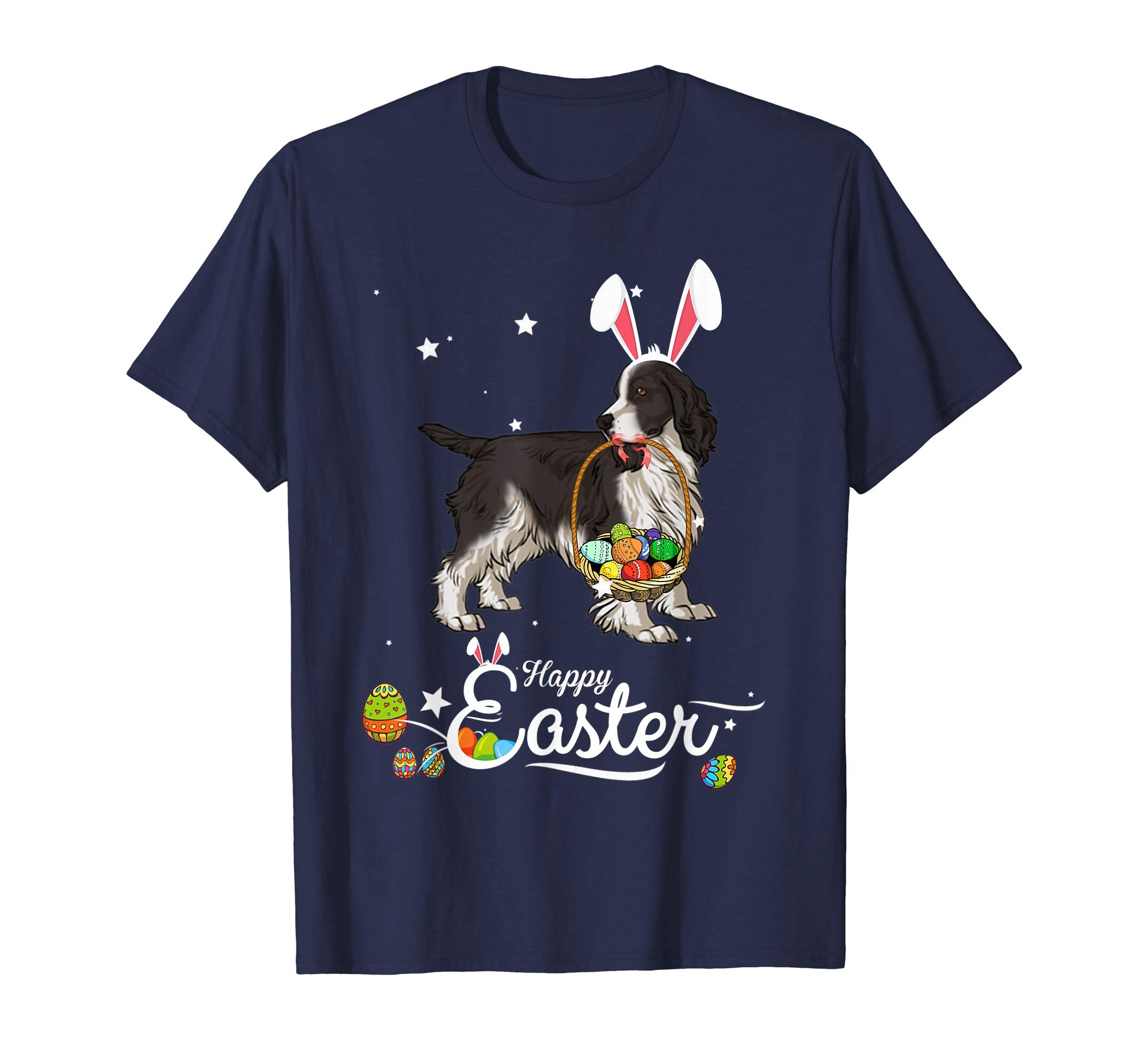 Springer Spaniel Dog With Bunny Hat Easter Costume T Shirt