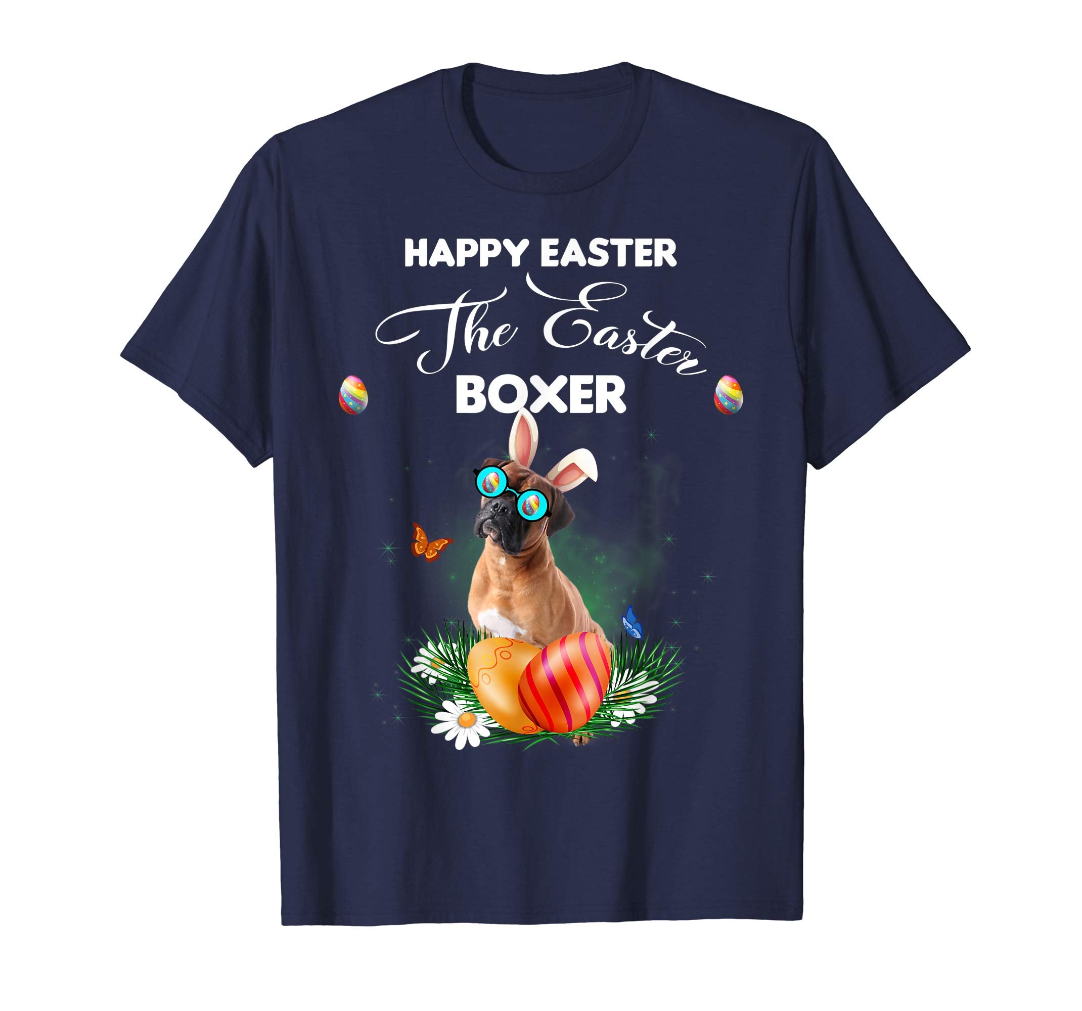 Boxer Dog Sunglass Bunny Happy Easter Day Tshirt
