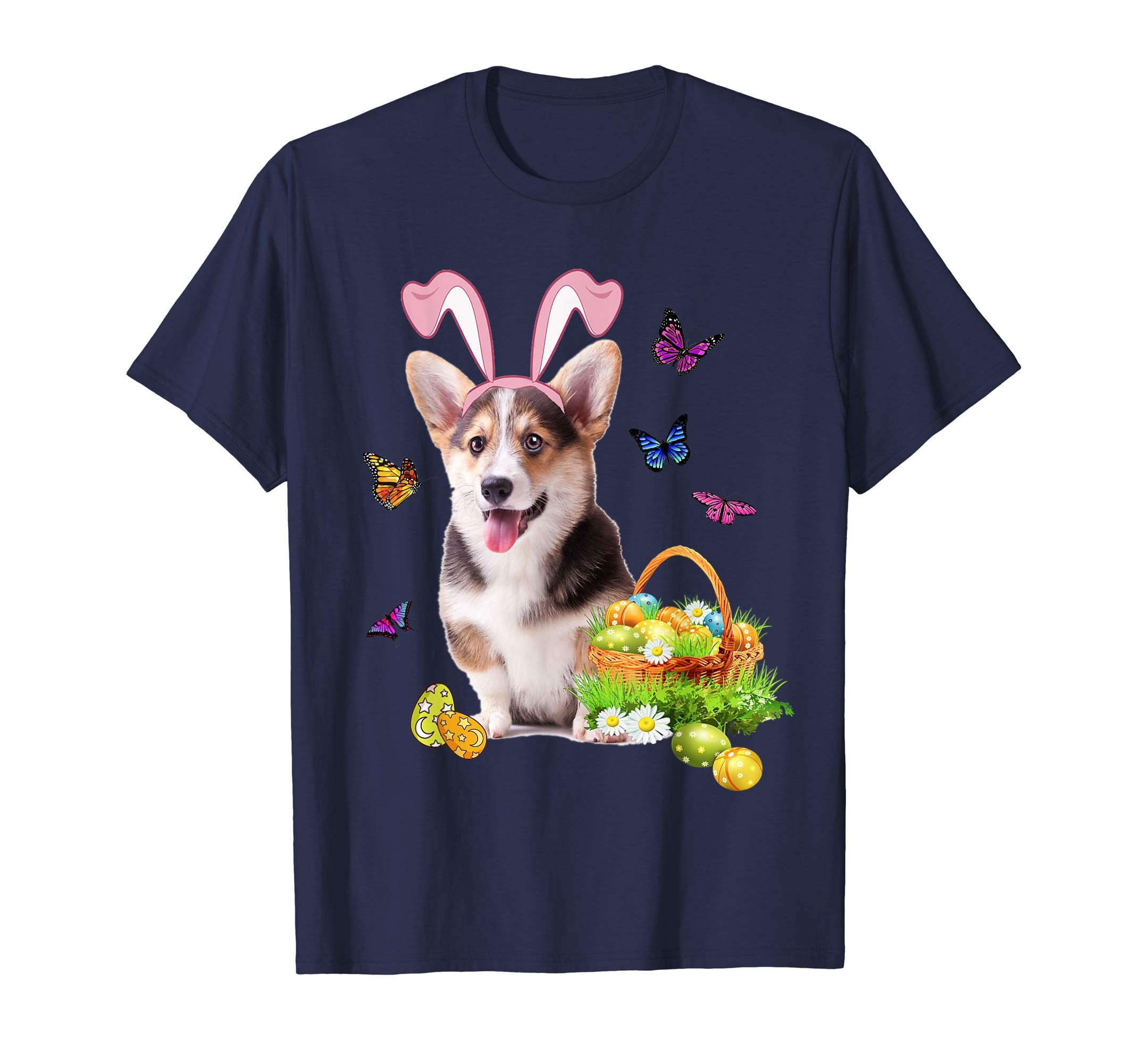 Corgi Bunny Hat Rabbit Easter Eggs T-Shirt