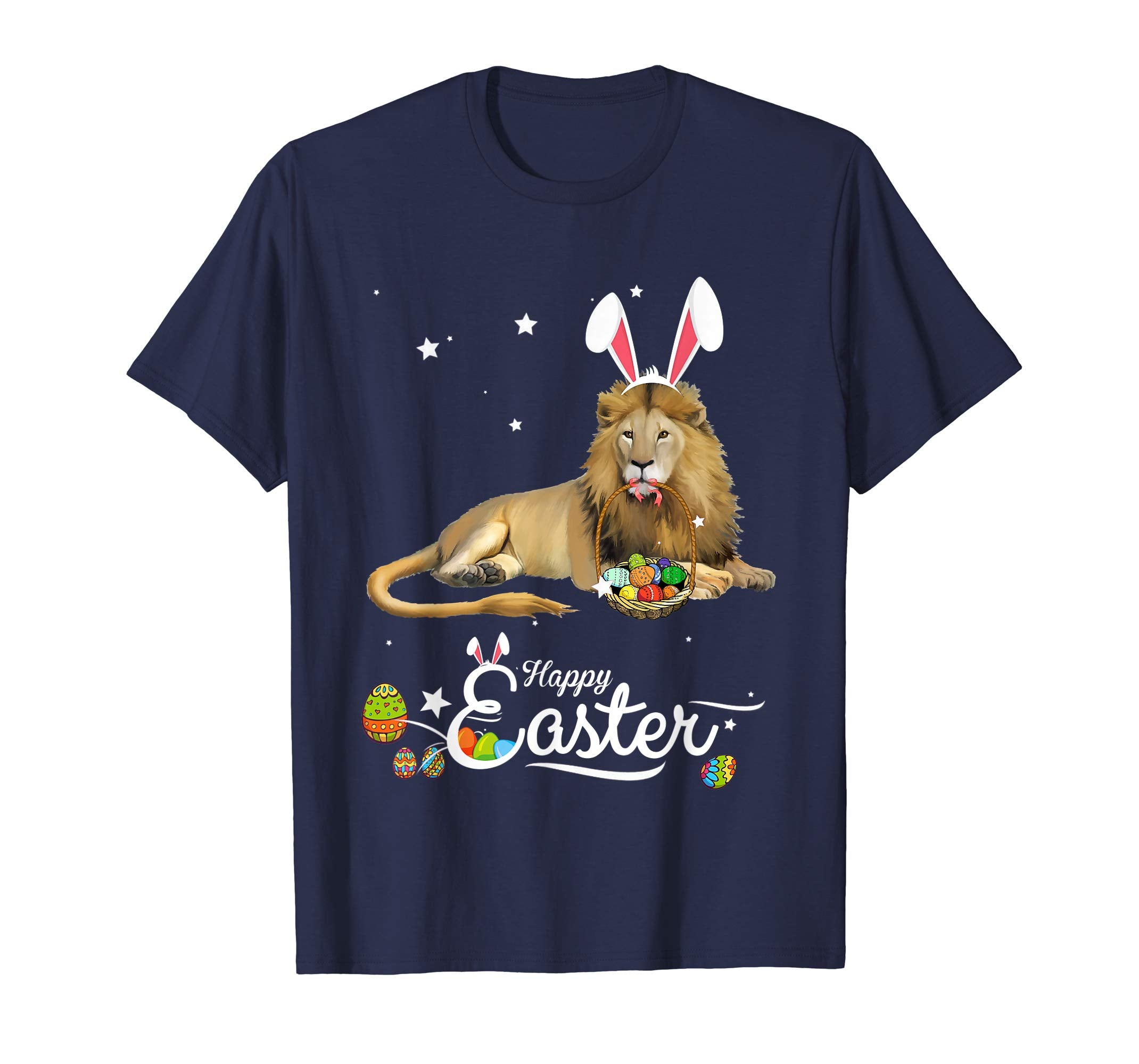 Cute Easter Lion with Bunny Ears and Eggs T Shirt